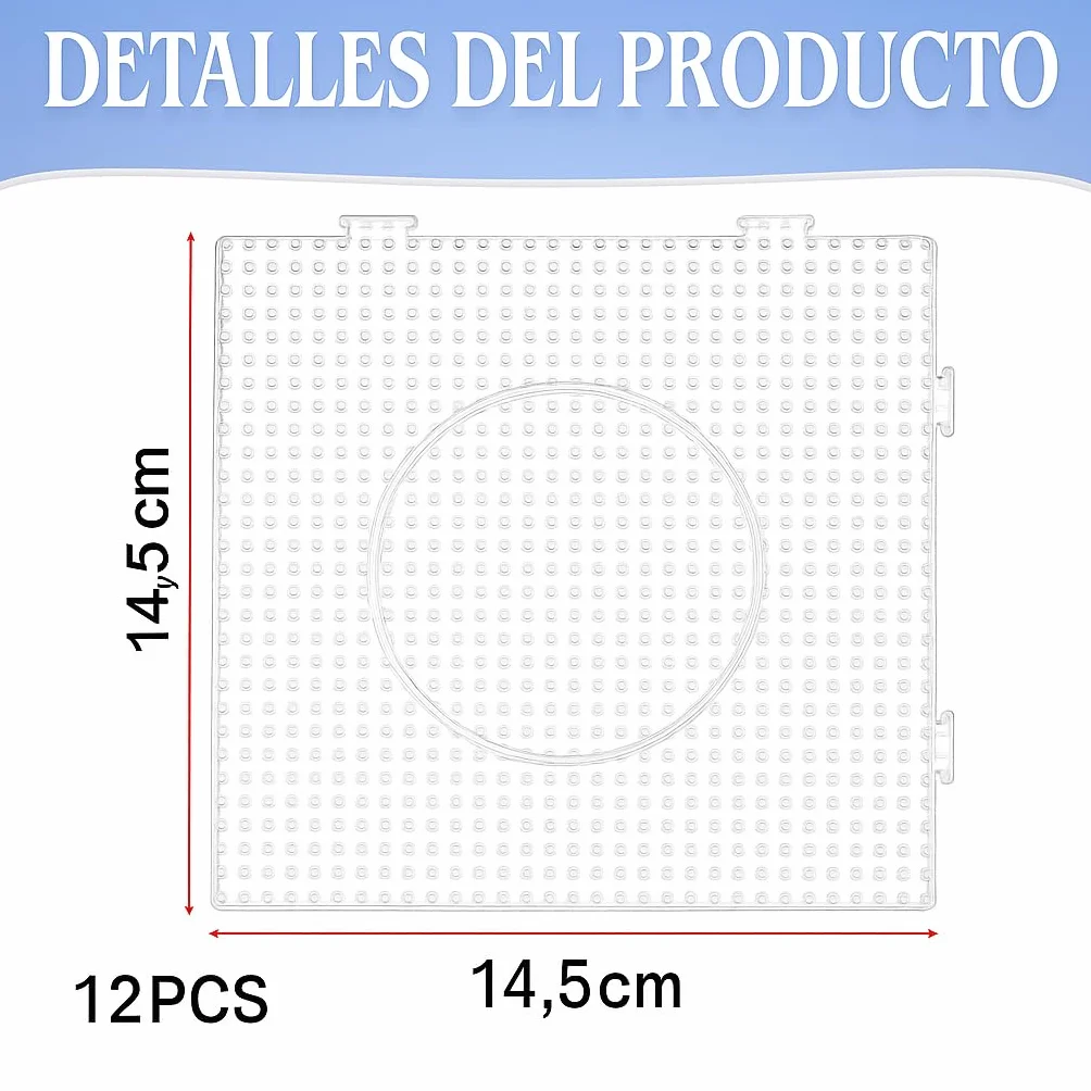 12 Placas cuadradas transparentes Juego de Cuentas Beads - 14.5 x 14.5 cm 2 Pinzas,Papel de Planchado, Libro Hama 90 patrones Transparente placa interconectable