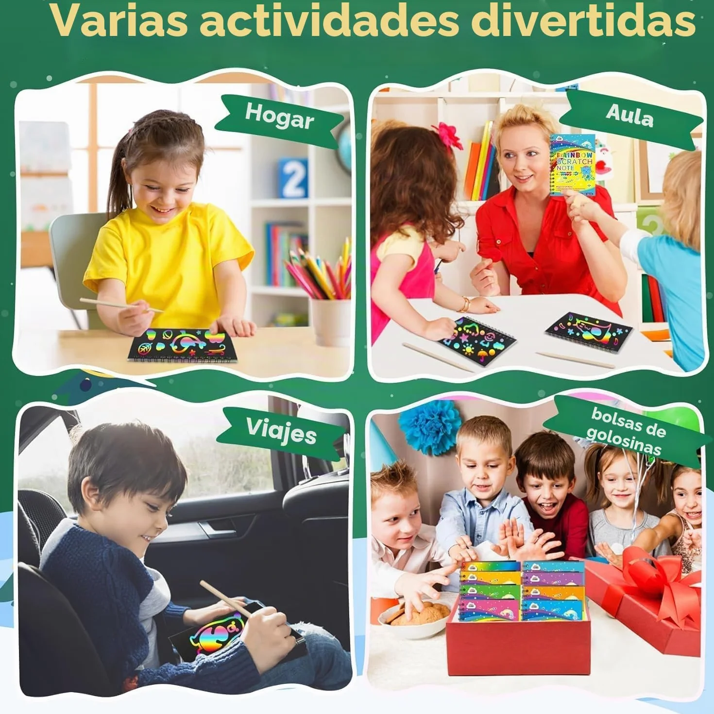 ZMLM 24 Libros Scratch Art Manualidades Kit con Plantilla y Lápiz de Madera, Regalos Cumpleaños Niños 3 a 12 Años
