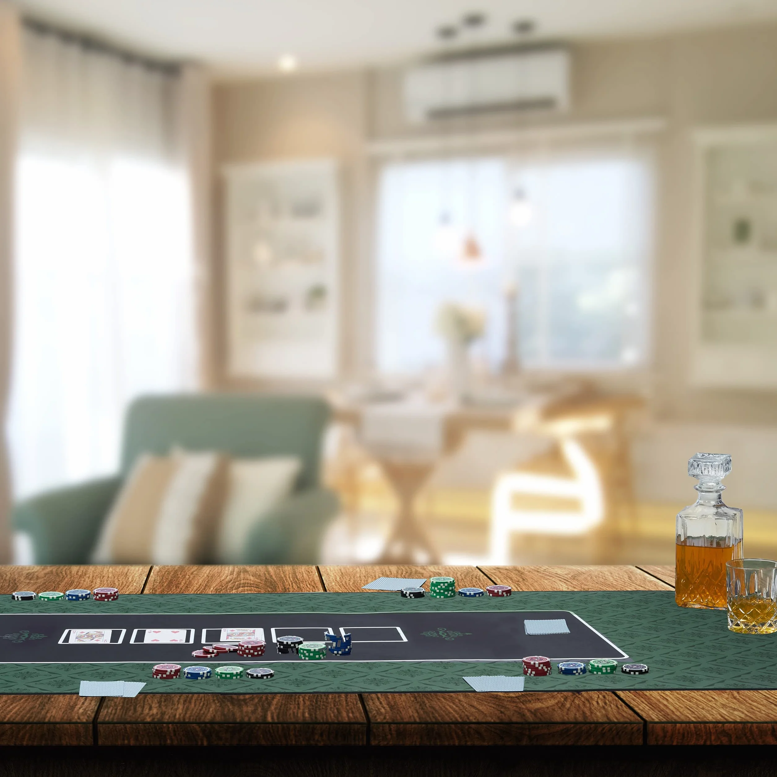 Relaxdays Tapete de Póker 180x90cm, Texas Holdem, Casino, Mantel Mesa Póquer Grande, Antideslizante, Poliéster, Verde