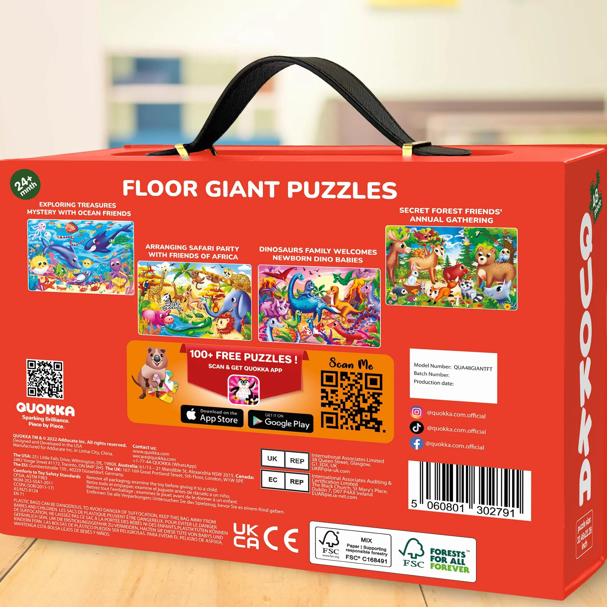 QUOKKA Puzzle Gigante Niños 3 4 5 Años - 60x90 cm 48 Piezas Puzzle XXL de Suelo Infantiles 5 6 Años - Grande Juguete Camión de Bomberos - Regalo Educativo para Niños y Niñas de 2 a 6
