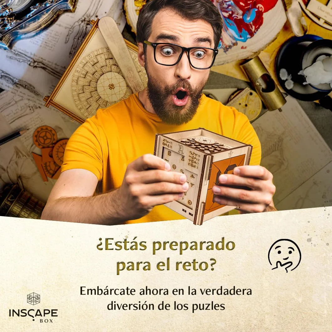 INSCAPE Da Vinci's Marvel Drewniane Puzzle 3D Caja Rompecabezas Cluebox Escape Room Gra dla Dorosłych i Dzieci