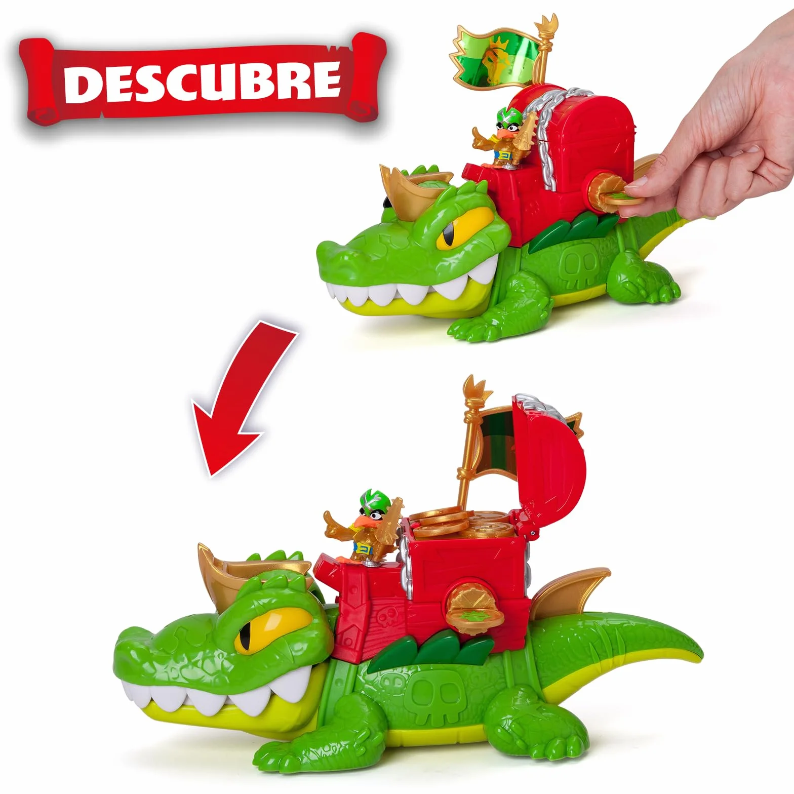 PIRATIX King Croc articulado con cofre tesoro