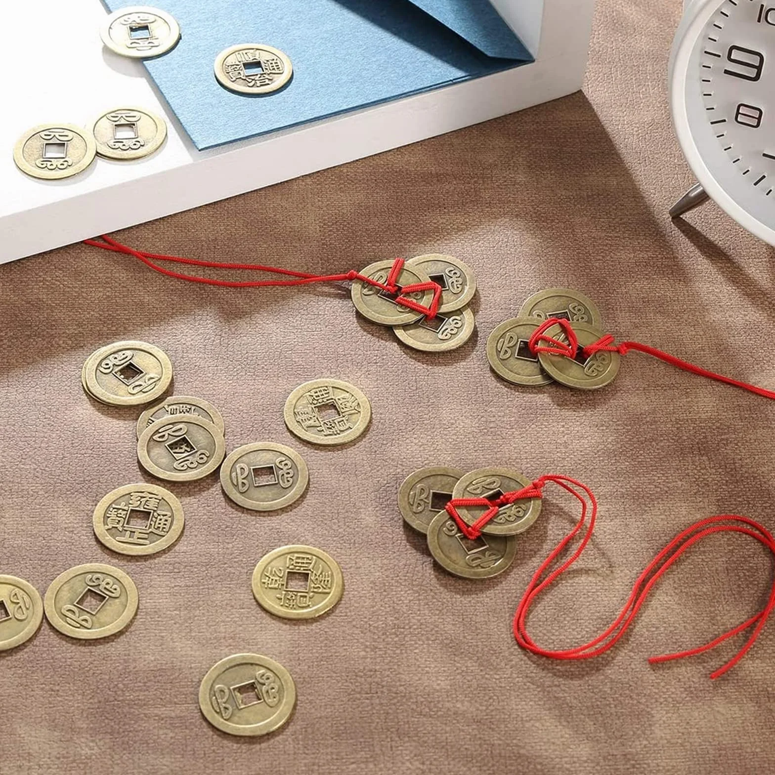 50 Piezas Monedas Feng Shui Chinas Moneda de la Fortuna de la Buena Suerte Monedas I-Ching para la Salud y la Riqueza, 2 cm