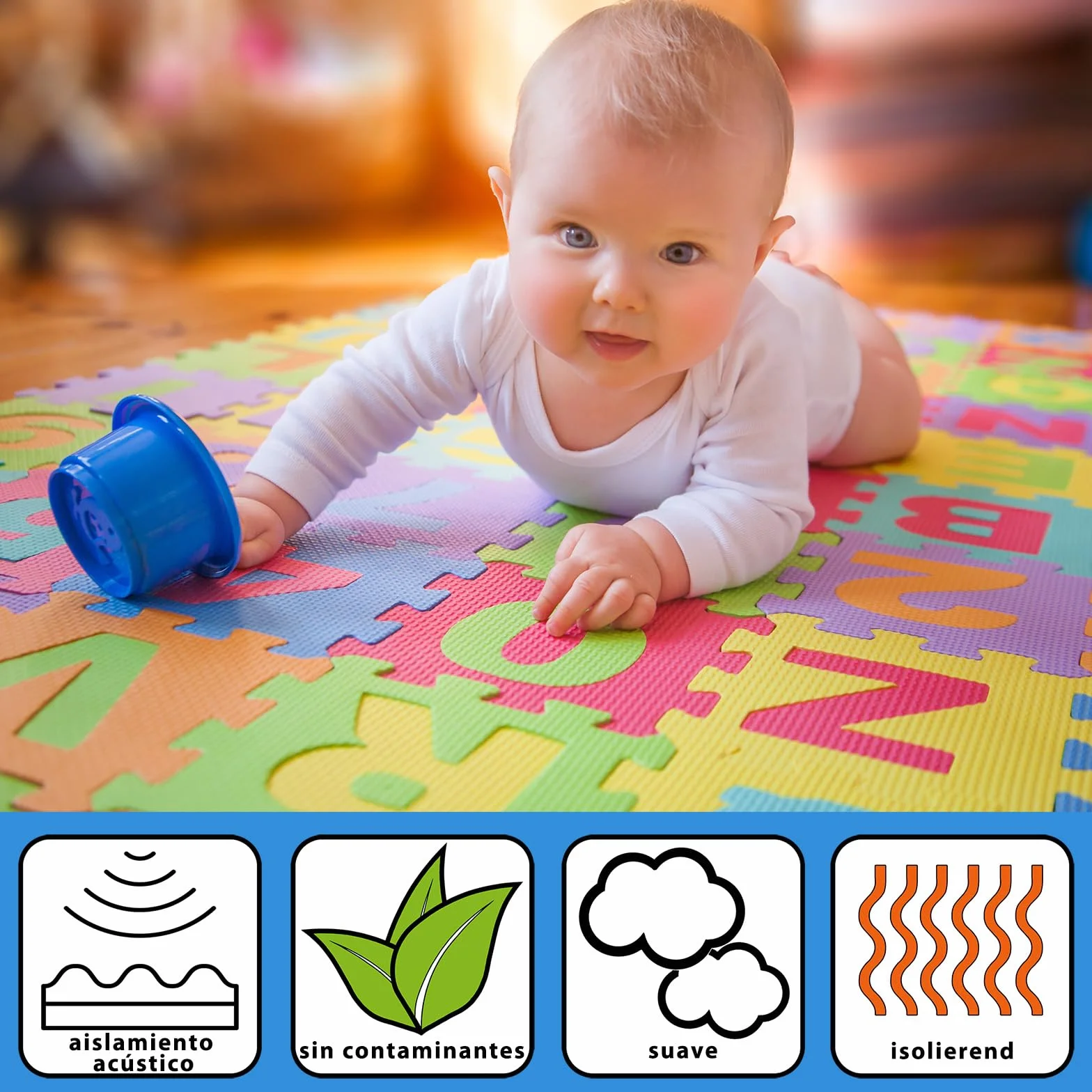 ALPIDEX Alfombra Puzzle Infantil 36 Piezas Goma EVA Letras Números Rompecabezas Colorido
