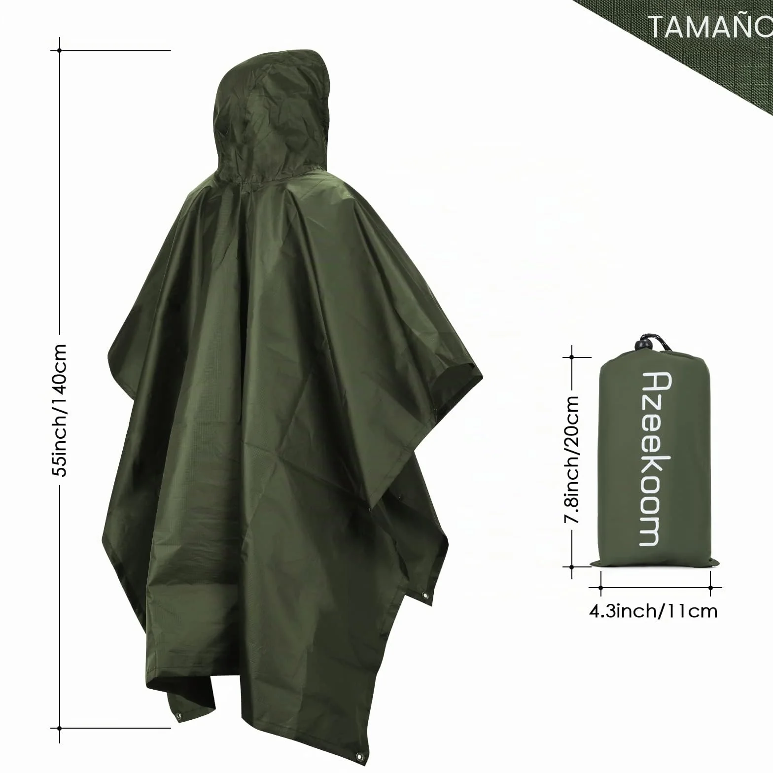 Poncho Impermeable Reutilizable con Capucha Ligero Chubasquero para Hombre Mujer Excursionismo Camping