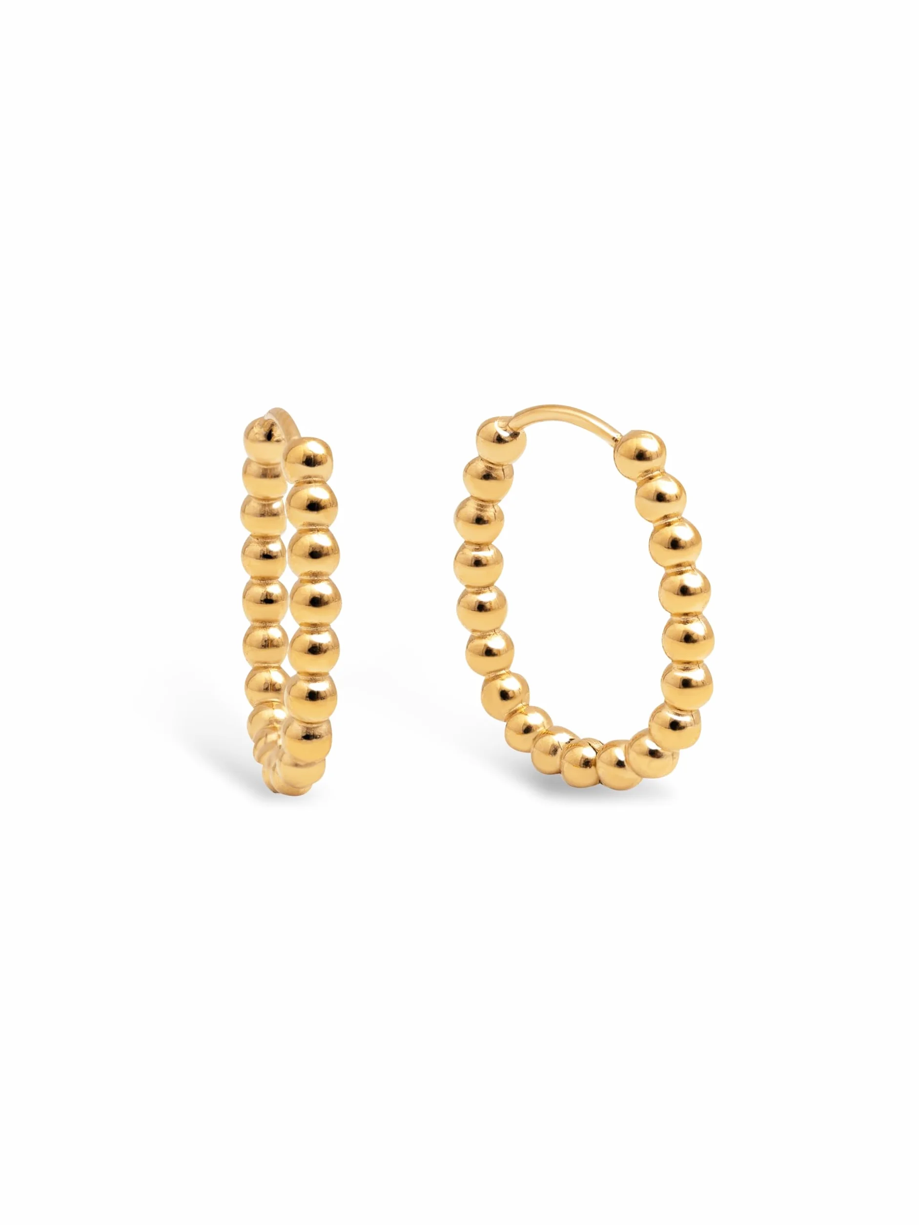 Pendientes Dana Dots Acero Baño Oro 18Kt Aro Ovalados Cierre Congo Click Mujer