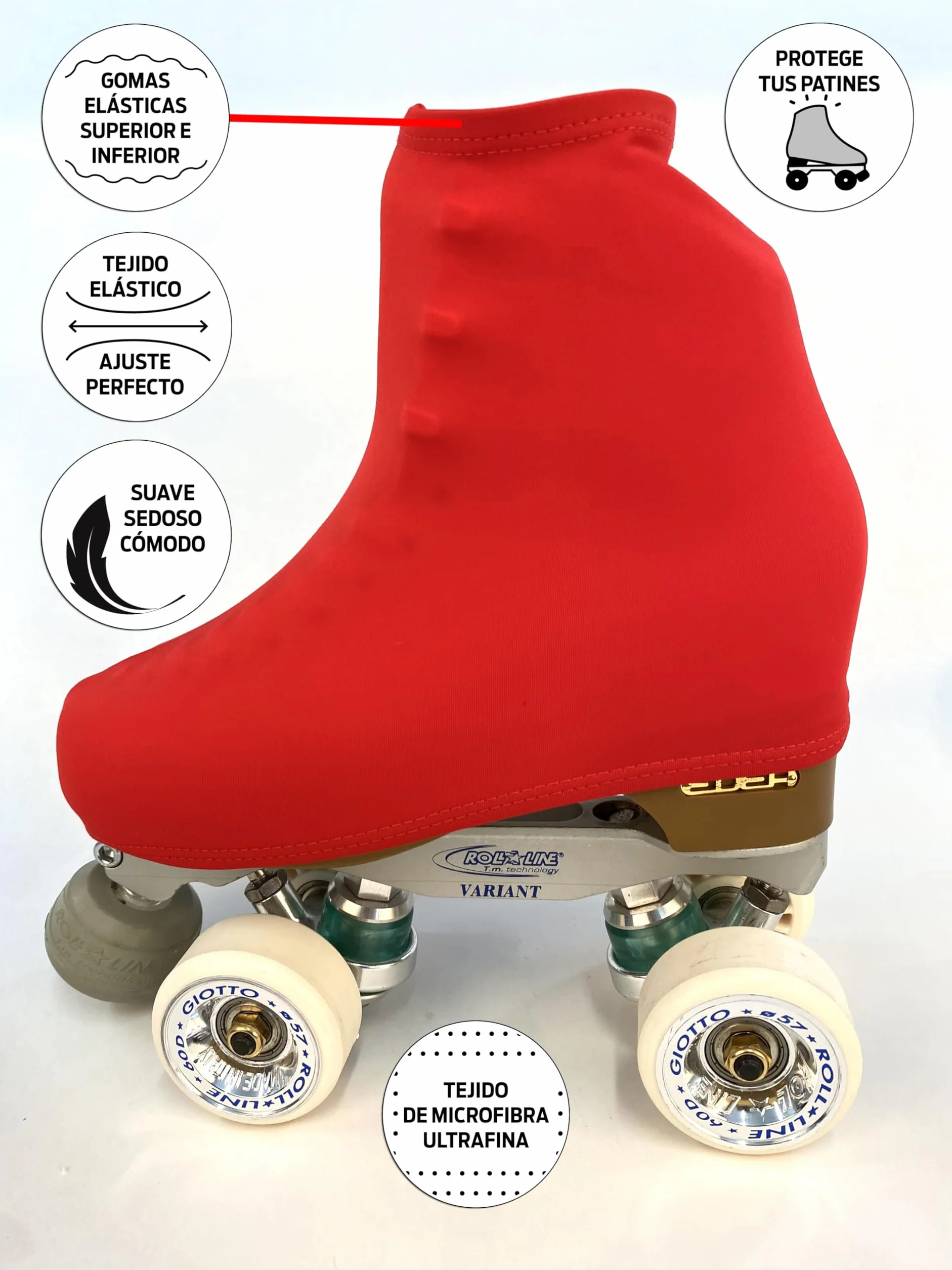 CRLSPORT Cubre patín para niña y Mujer, Funda Patín Skate, 180 Densidad, Talla Universal, Color Rojo
