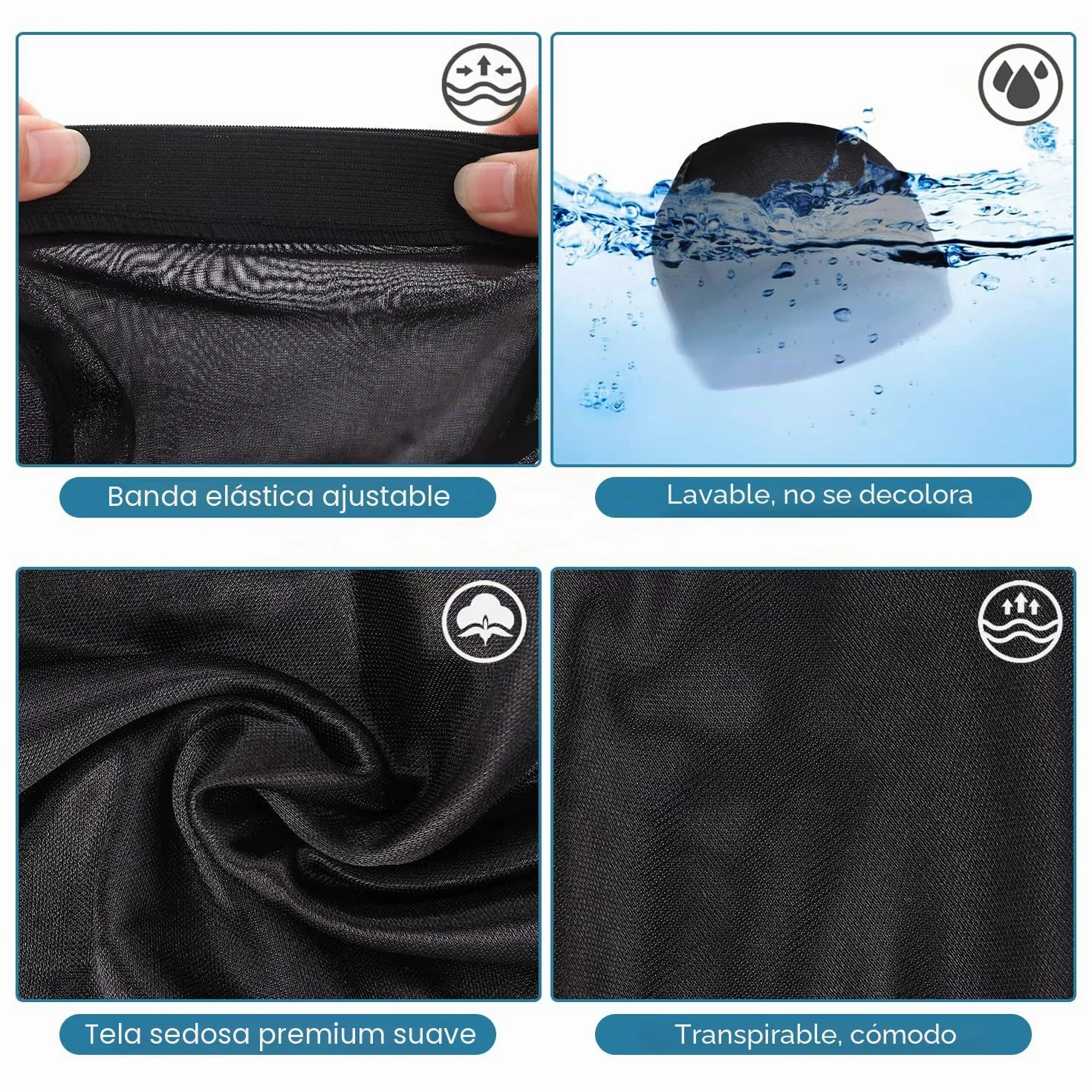 Sibba Gorras de ondas sedosas para hombre banda elástica durags 360 540 720 suaves transpirables