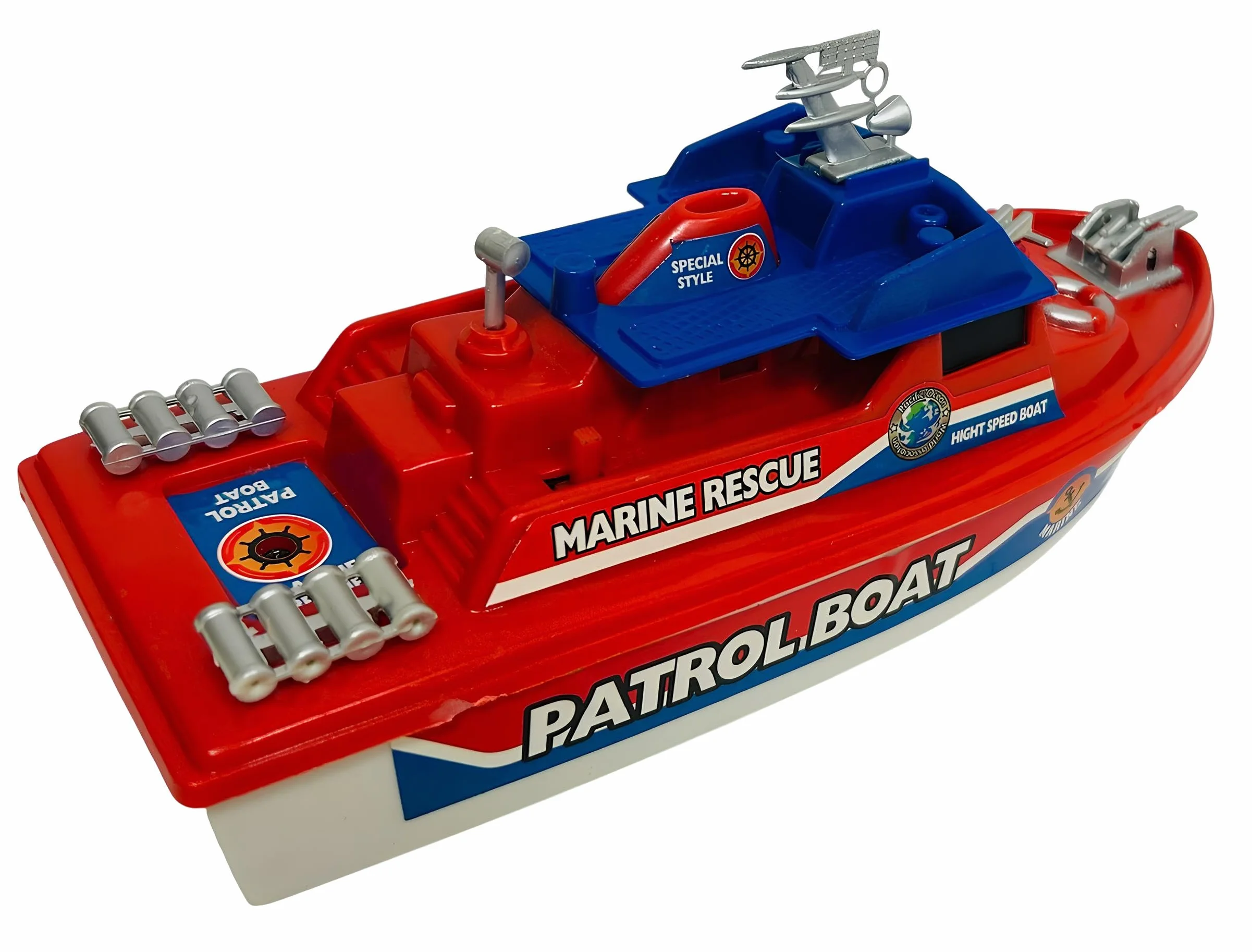 Barco de juguete motobarco con batería de trabajo Motobarco eléctrico Barco contra incendios Juguete Barco de bombero Rescate marítimo Barco de emergencia náutica a motor Guardia costera