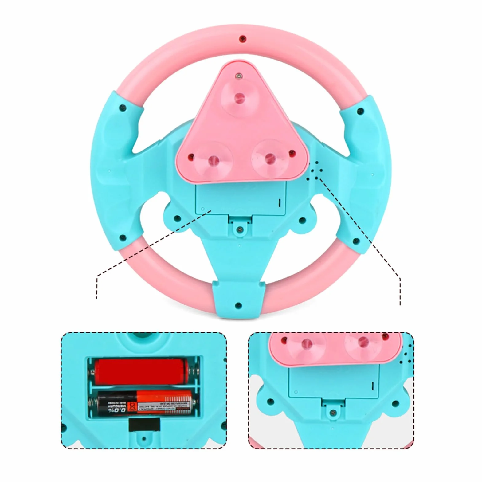 Genérico Kids Steering Wheel, Interactive Driving Toy, Faux Wheel with Suction Cup, Electric Sound Game for Early Education Learning, Car Seat Playset, Simulated Driving Experience for Preschoolers