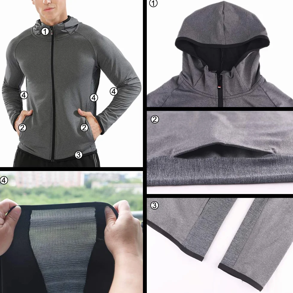 Muscle Alive Sudaderas con Capucha para Hombre Cremallera Corriendo Chaqueta Deporte Gimnasio