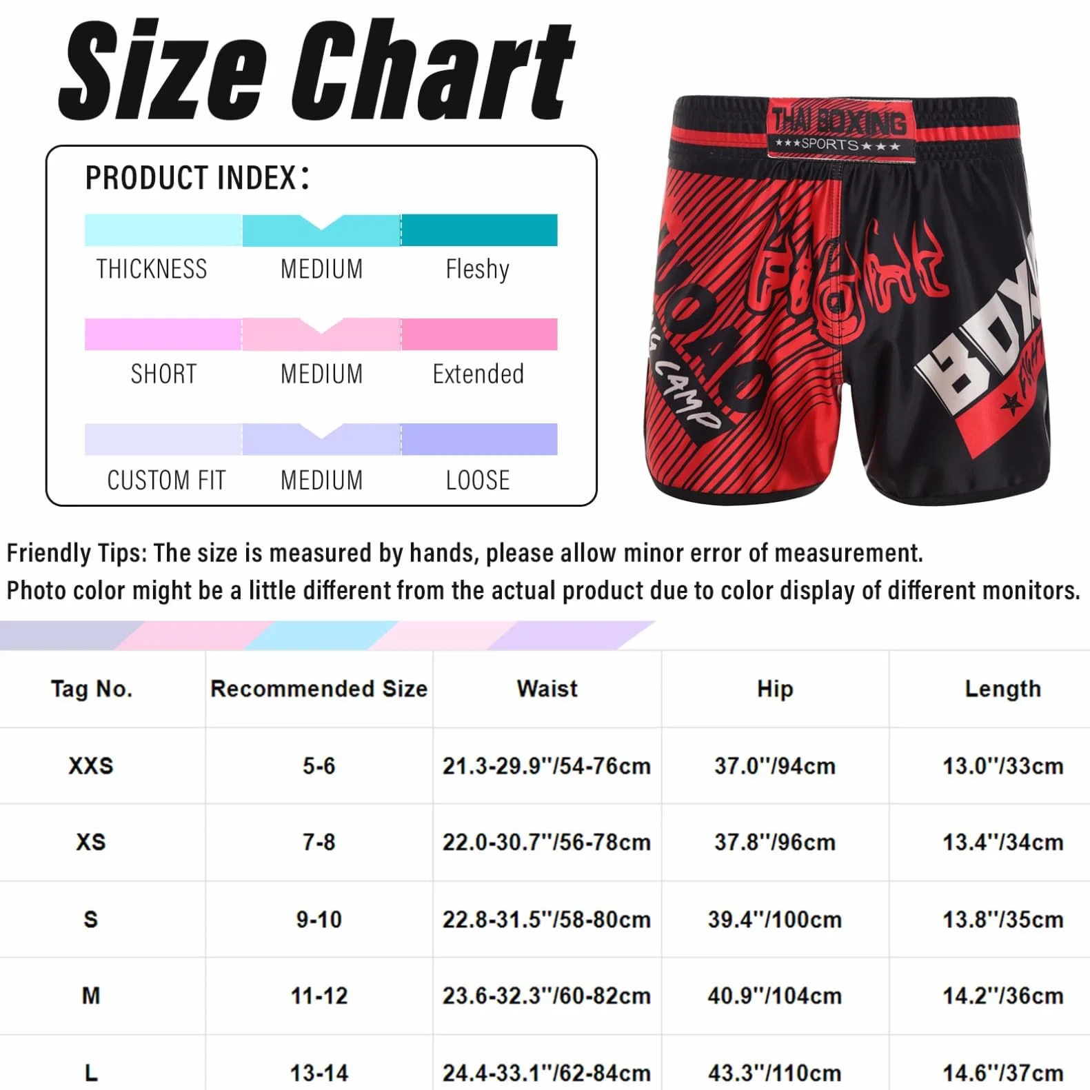 Pantalones cortos Muay Thai niños boxeo artes marciales kickboxing rojo negro 5-6 años