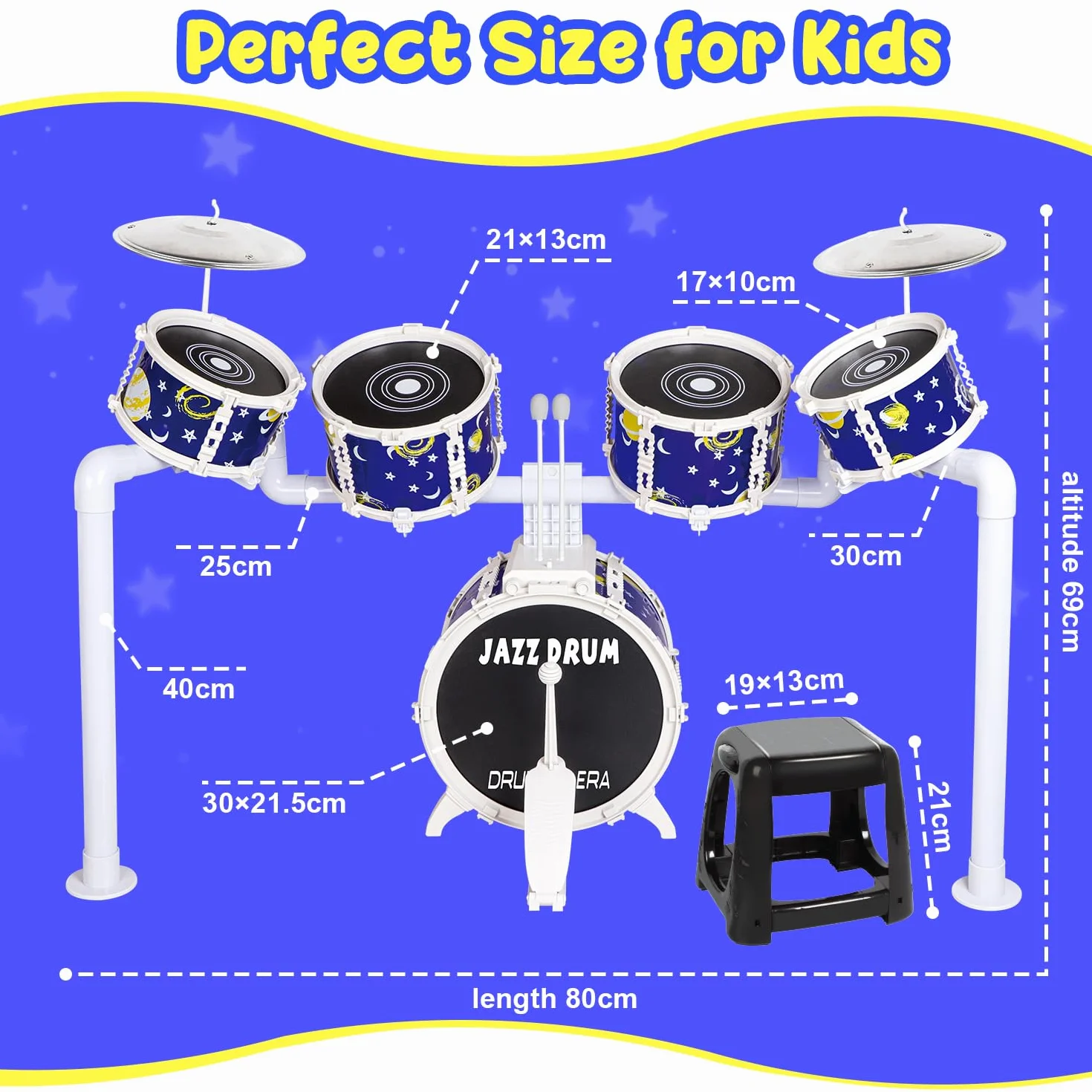 Batería para niños, batería de Juguete Verdantree, batería Infantil, 5 Instrumentos Musicales de percusión, Juguetes para niños y niñas de 3, 4 y 5 años, Regalos para Edades de 3 a 5 años