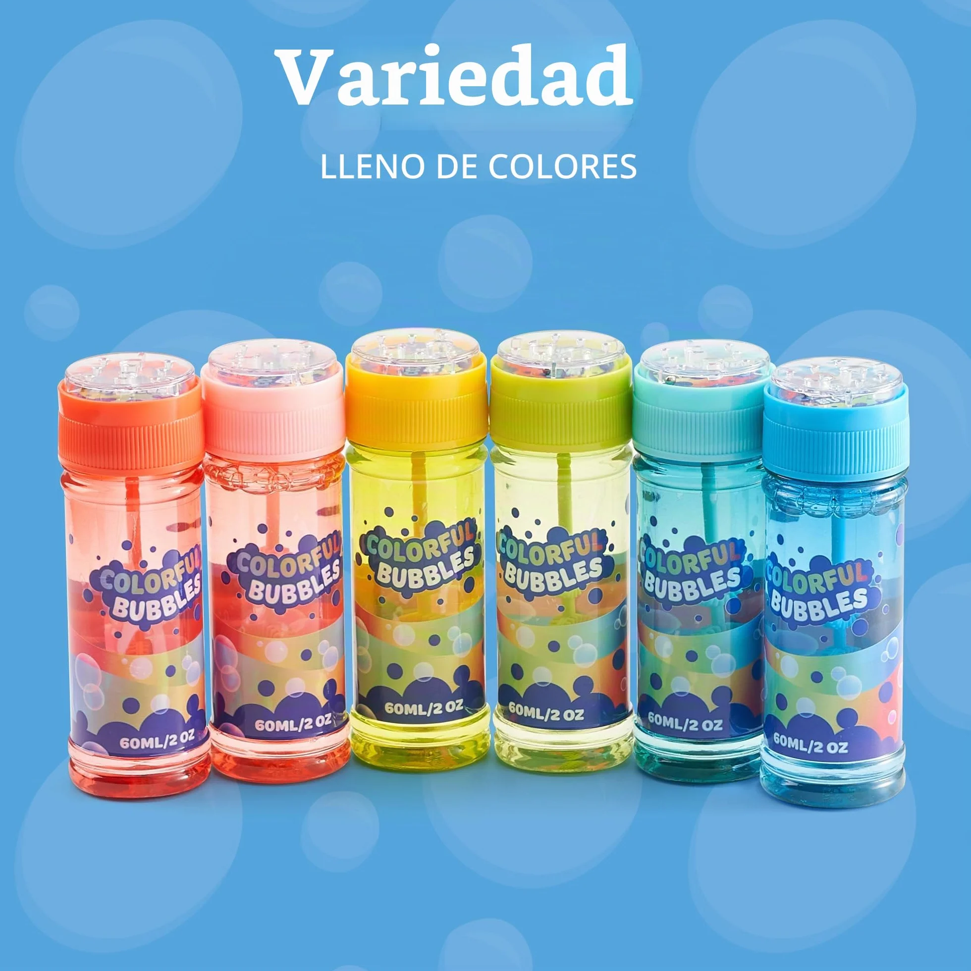 JOYIN 12 Botellas de Burbujas (60 ML de Solución de Burbujas) Diseño Arcoíris Colorido para Fiestas Infantiles, Colores Surtidos, Juguetes de Verano para Pequeños, Regalo para Niños, Cumpleaños