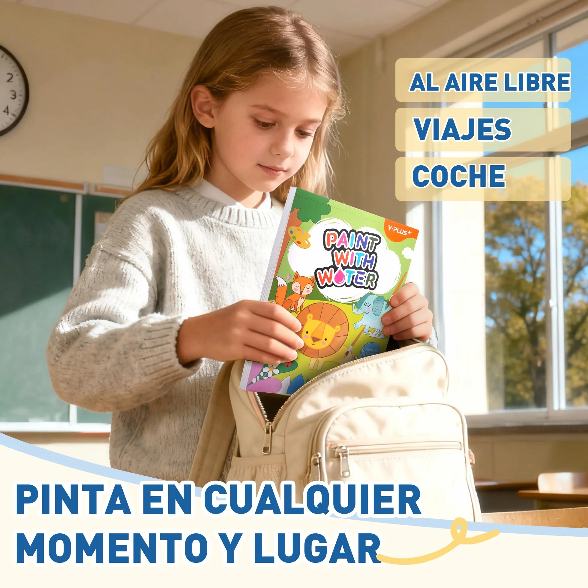YPLUS Pintura con Libros de Agua para Niños Pequeños，Papel de Acuarela para Edades de 1 a 4 años，Regalo de Arte Artesanal con Pincel e Ilustraciones de Animales Incluidas