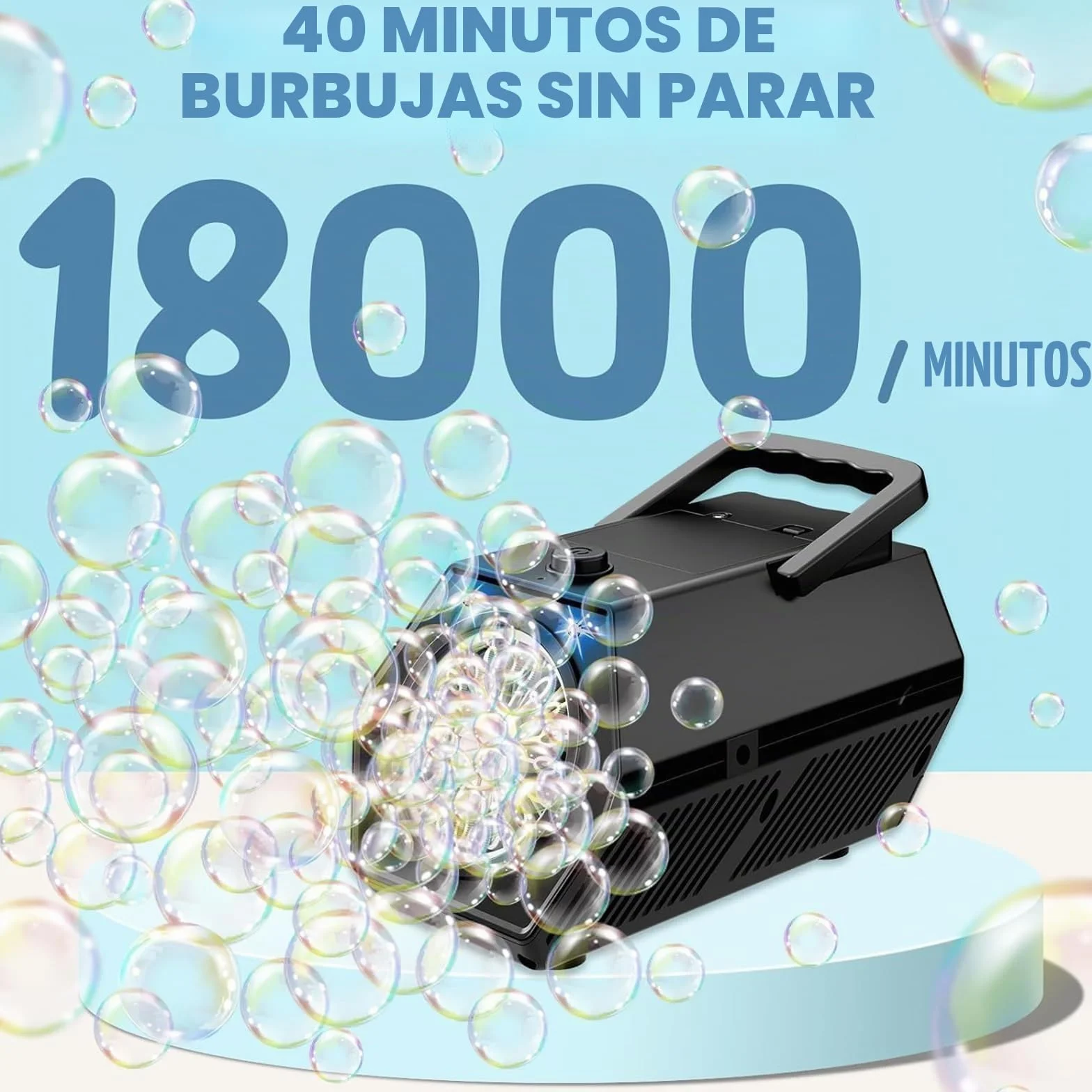 Maquina Burbujas, Más de 18.000 Burbujas por Minuto, Bubble Machine Automatico, Portátil Maquina de Burbujas para Niños, Juguetes Cumpleaños Invitados niños Fiestas Boda Exteriores (Negro)