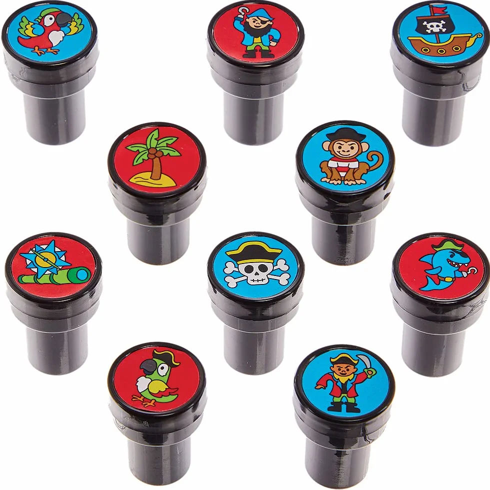 Baker Ross FX621 Sellos de piratas - Pack de 10, Sellos para manualidades infantiles