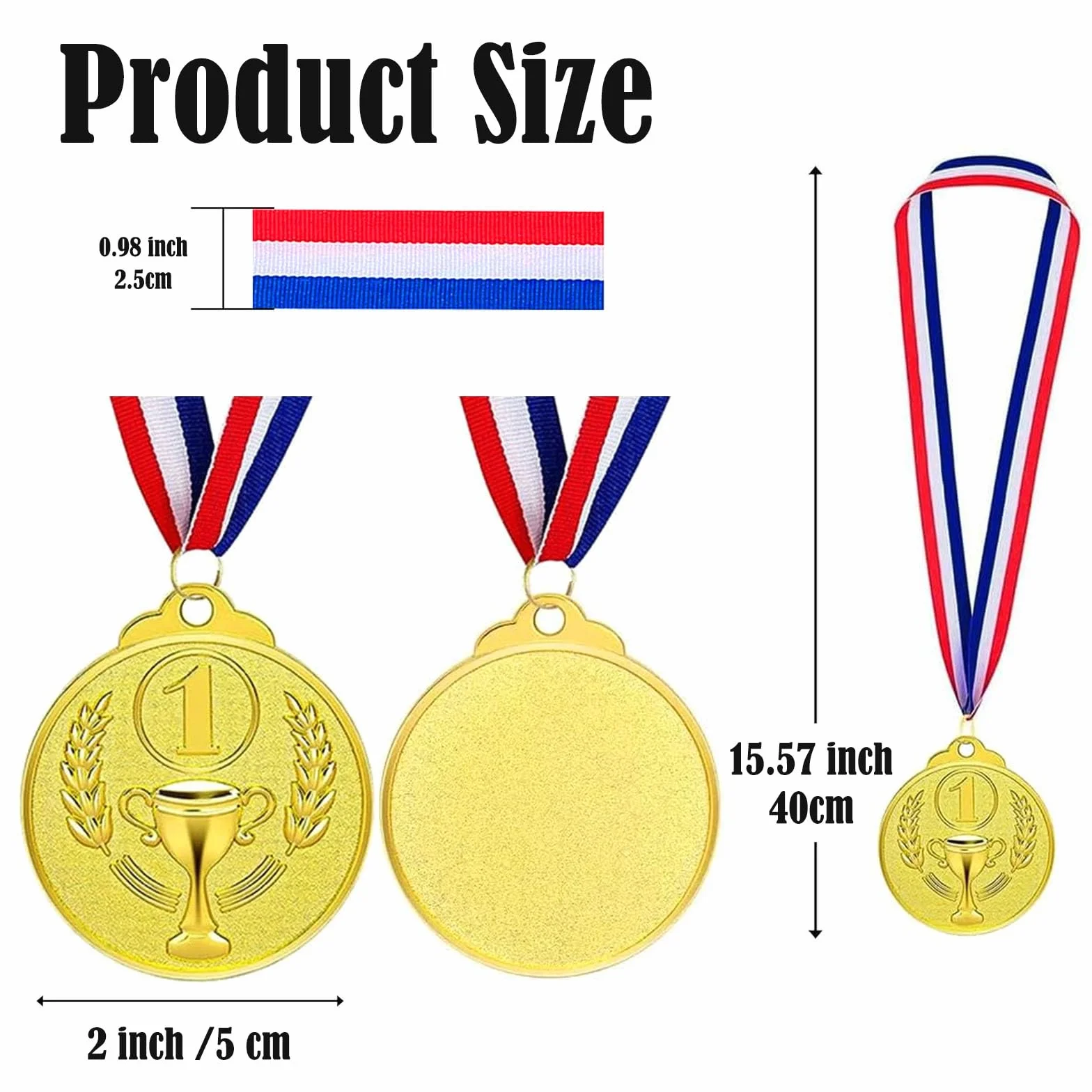 Medallas de Metal 12 Piezas, Medallas de Oro Plata Bronce con Cintas 5.0cm para Premios Deportivos