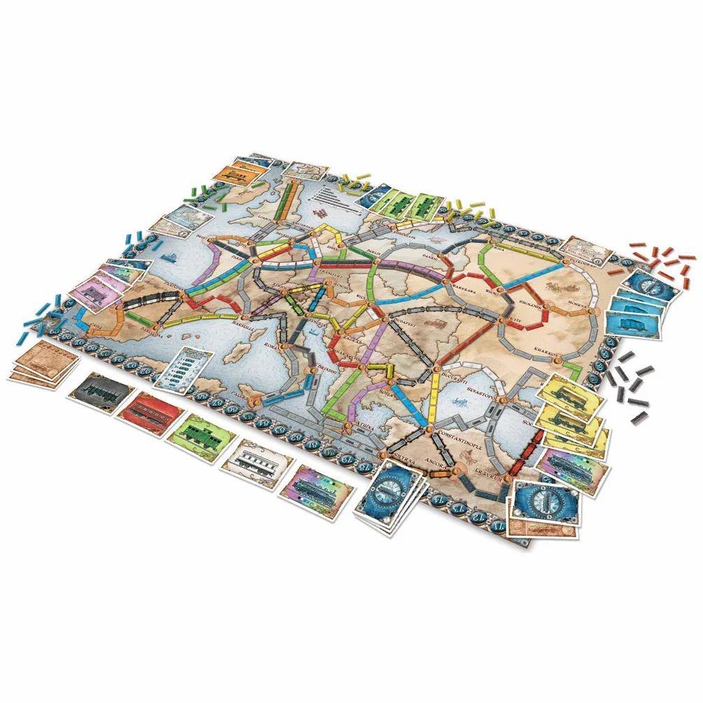 Asmodee ¡Aventureros al Tren! Europa Juego de Mesa, Embárcate en una Aventura ferroviaria por Toda Europa, A Partir de 8 Años, De 2 a 5 Jugadores, De 30 a 60 Minutos por Partida, Español