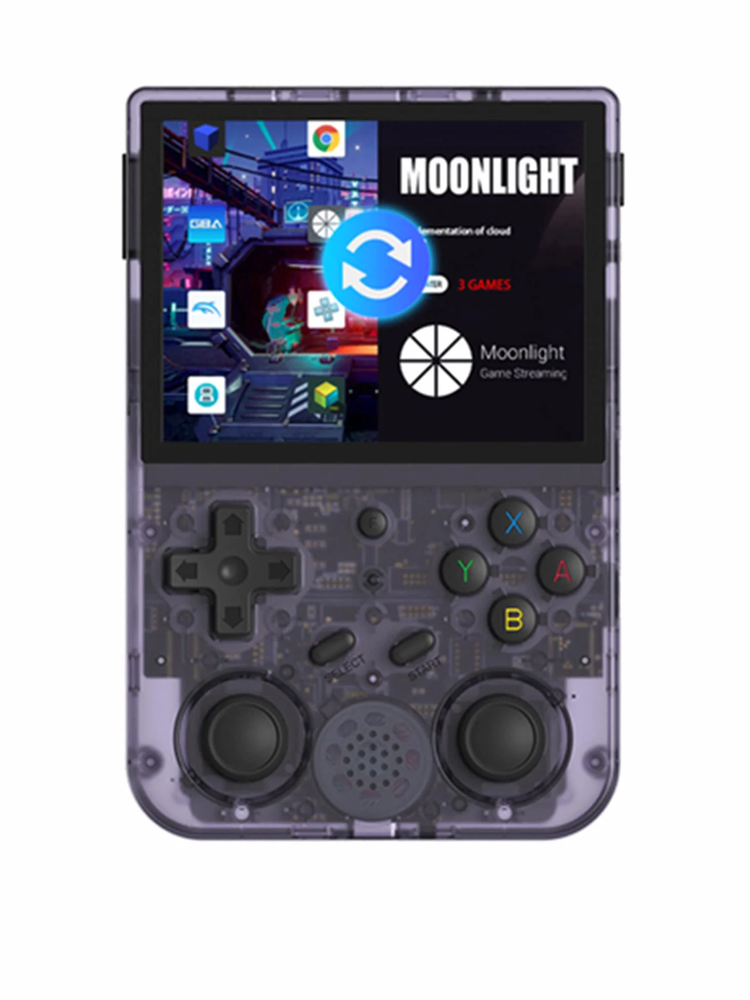 RG353V - Consola de juegos portátil con pantalla de 3.5 pulgadas, sistema operativo dual Android 11, sistema Linux, chip RK3566 integrado 16G + 64G TF tarjeta y más de 4000 juegos (morado)