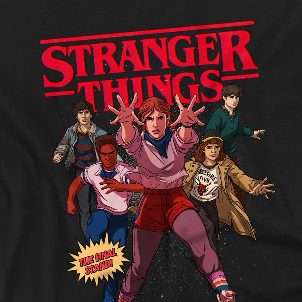 Stranger Things Final Stand Comic Kids T Shirt Black