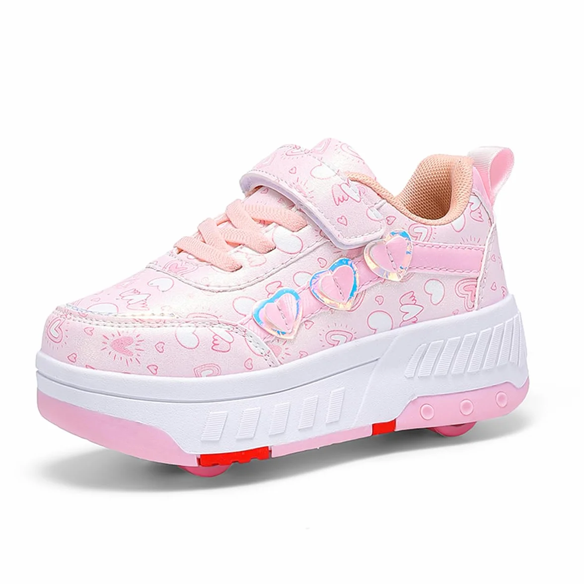 Zapatillas con Ruedas Niña 2 en 1 Patines Multiusos Deportivas Aire Libre 4 Retráctil Zapatos Skateboard