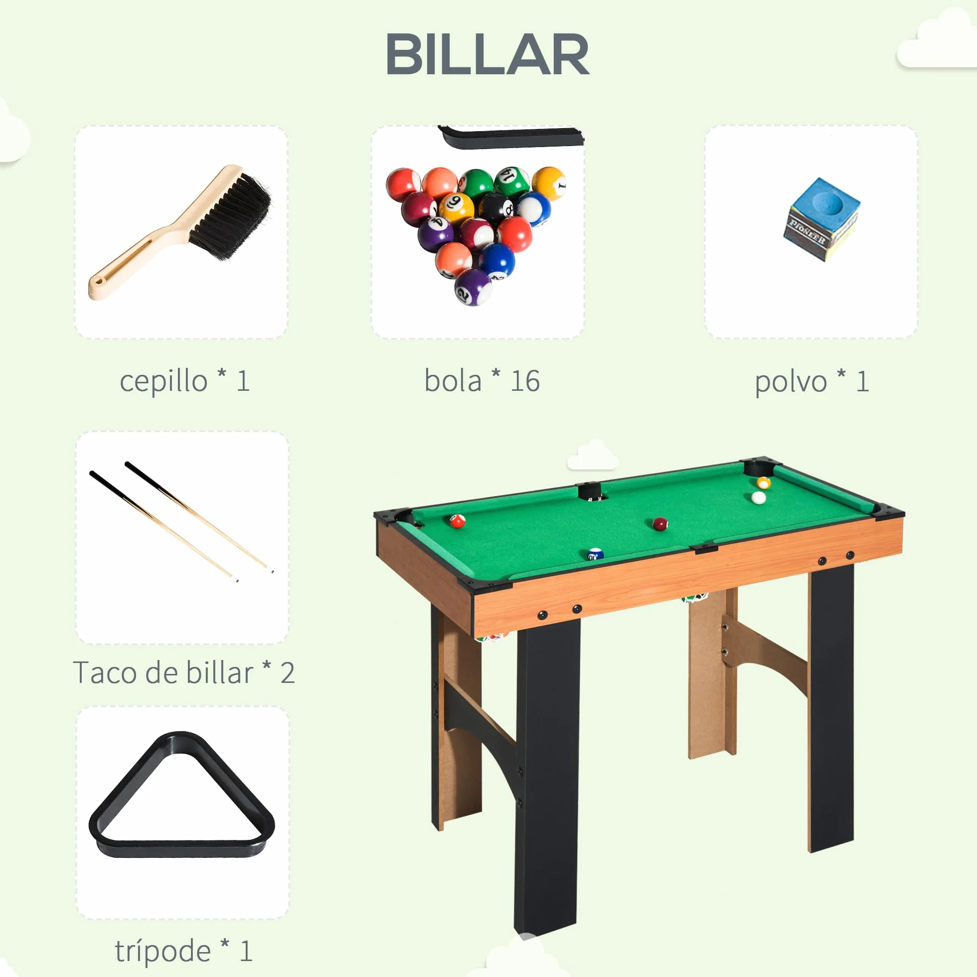 HOMCOM Mesa Multijuegos 4 en 1 para Niños +6 Años Mesa de Juego con Futbolines, Mesita de Billar y Ping-Pong 92x78x80 cm Natural y Negro