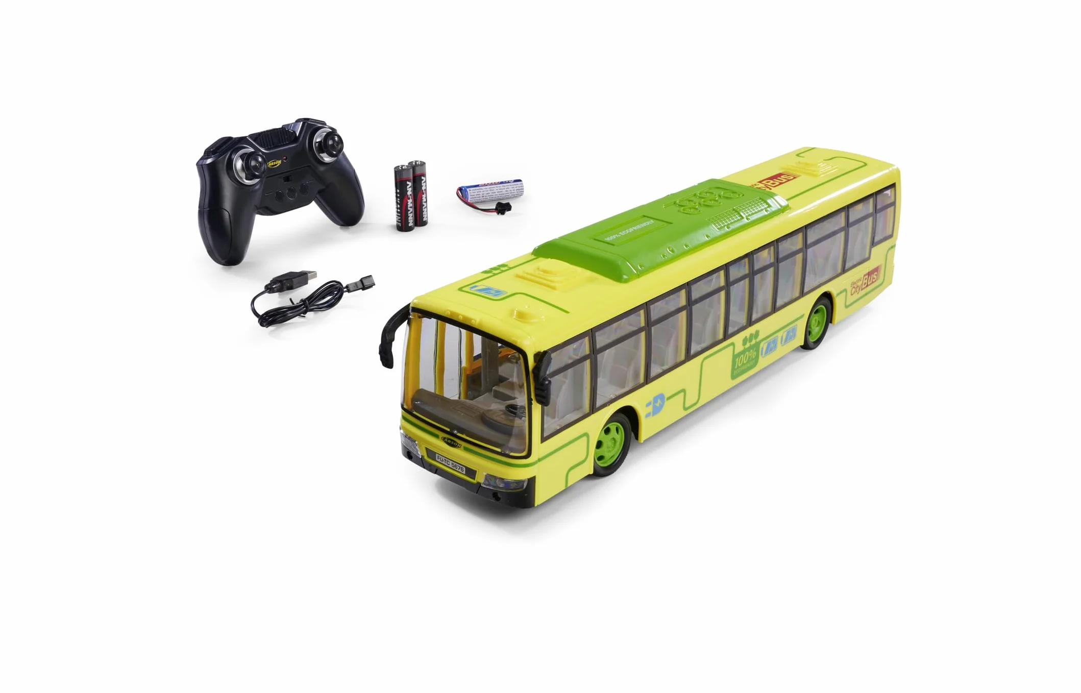 Carson 500404282 Electric City Bus 2.4GHz 100% RTR - 100% Listo para Conducir, autobús de Juguete, Coche de Juguete, Coche teledirigido, Tiempo de conducción Aprox. 60 min