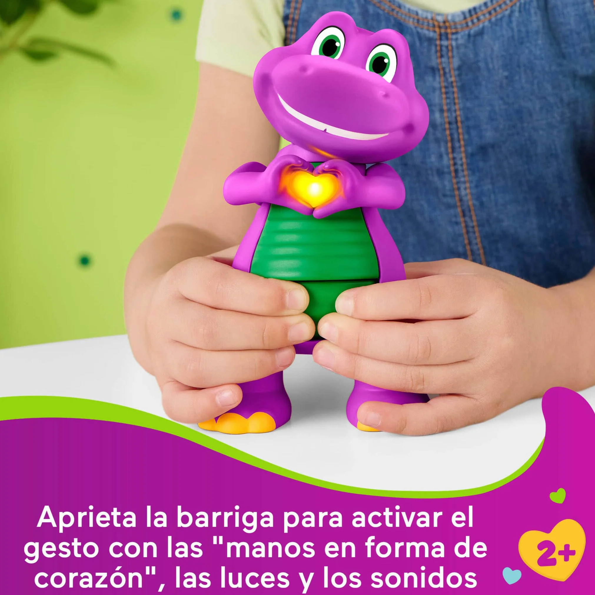 Barney Fisher-Price Barney's World Heart Hands Juguete Musical de Figura 14,48cm de Altura con Luces, para niños y niñas de Preescolar a Partir de 2 años, JFF05