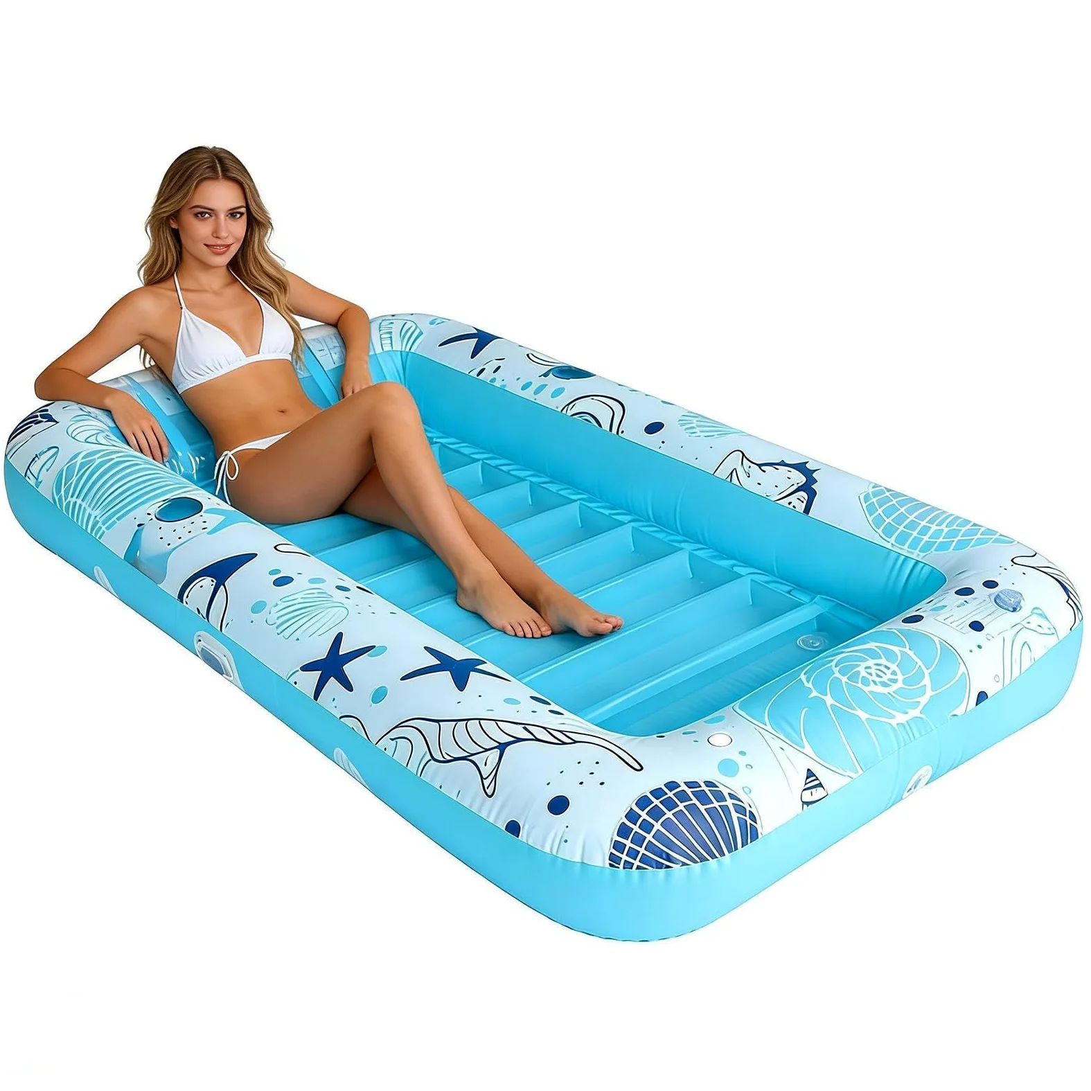 Flotador para piscina, tumbona de ocio con soporte para bebidas, balsa para tumbonas para vacaciones, lago, verano, adultos, familias