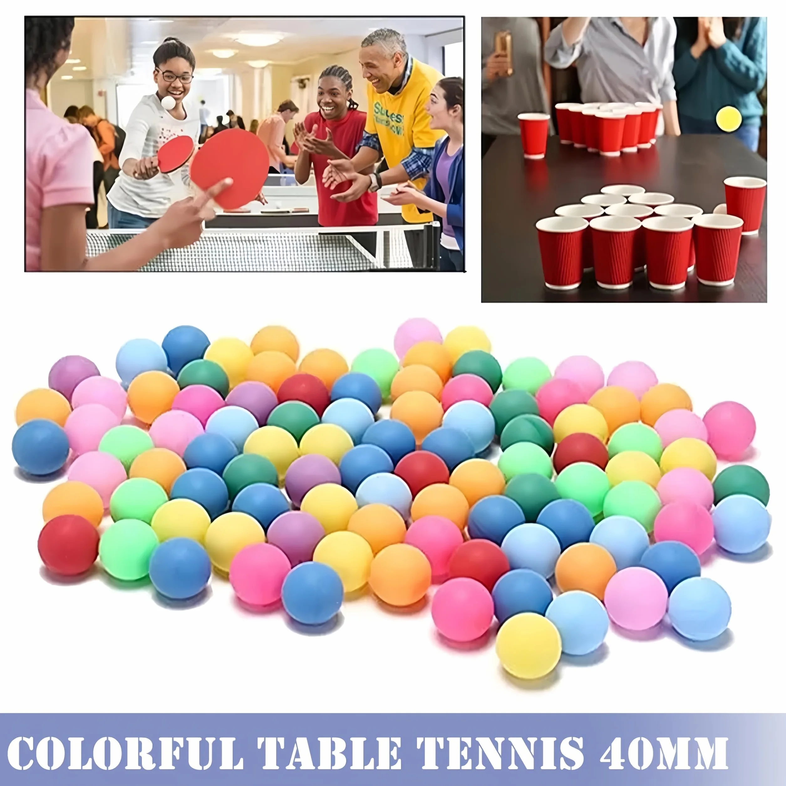 Pelotas de Ping Pong 60 Piezas 40 mm Color para Adultos y Niños