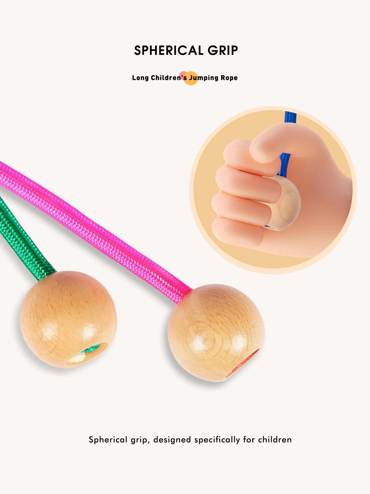 Cuerda de Saltar Niños 5m – Cuerda Larga Multijugador Arcoíris con Mangos de Madera para Niñas y Niños 6-10 Años
