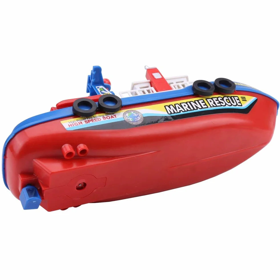 Barco de Juguete para Niños, Barco Rociador de Agua con Sonido y Luz de Flash para Diversión, Plástico Rojo/