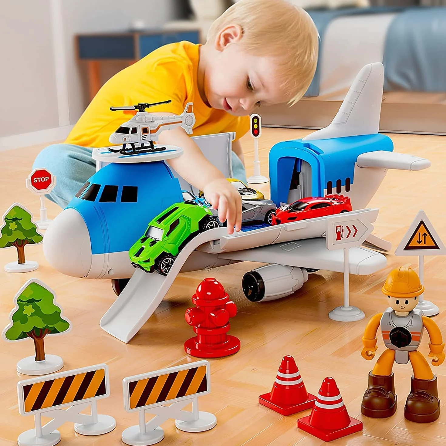 Avión de Transporte de Carga, Coches de Juguete, Regalo para Niños Mayores 3 Años