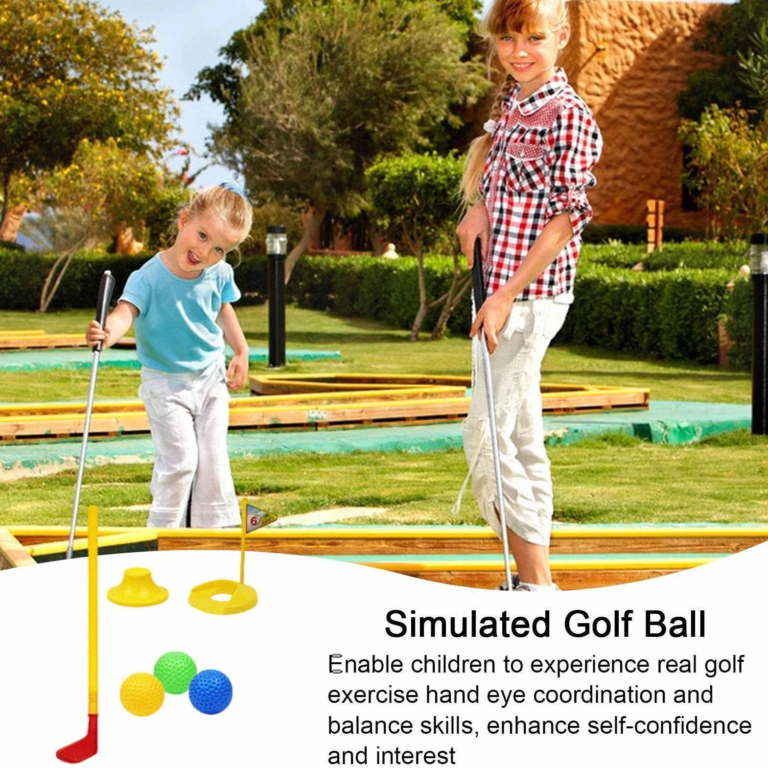 Juego de Golf para niños pequeños | Juego de Juguetes de Golf portátil para niños - de Juguetes de interacción Entre Padres e Hijos para pequeños, para césped, jardín, Patio