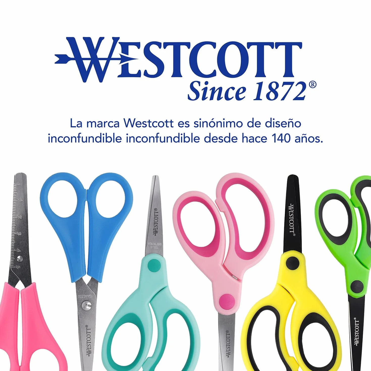 Westcott Tijeras para niños Softgrip azules para diestros | Mango ergonómico para niños en edad preescolar | 13 cm (5") ideales para manos infantiles | Punta redondeada | E-21581 00