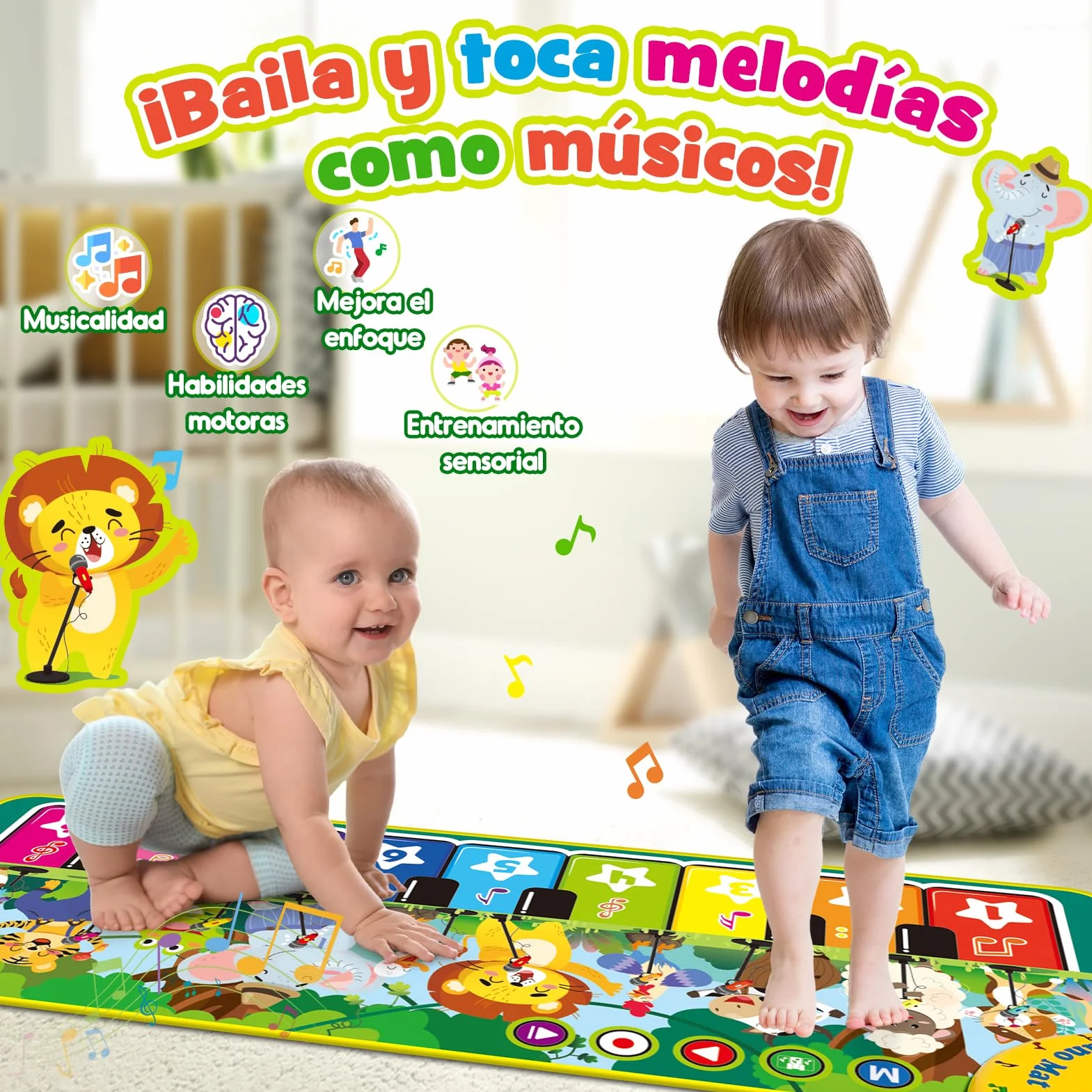 Juguetes Niños 1 Año, Alfombra Musical con 10 Sonidos De Animales Regalo 1 2 Niños Niña Años, Piano Infantil Juegos Juguetes Montessori Educativos Sensoriales Bebe Regalos Pascua Niño