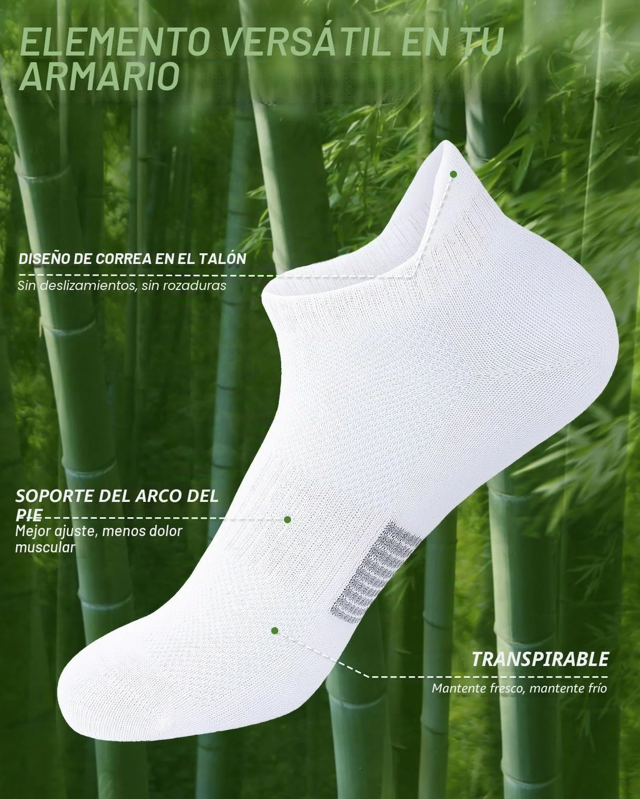 Calcetines Deportes de Bambú para Mujer 6 Pares Calcetines Cortos Running Transpirables Tobilleros