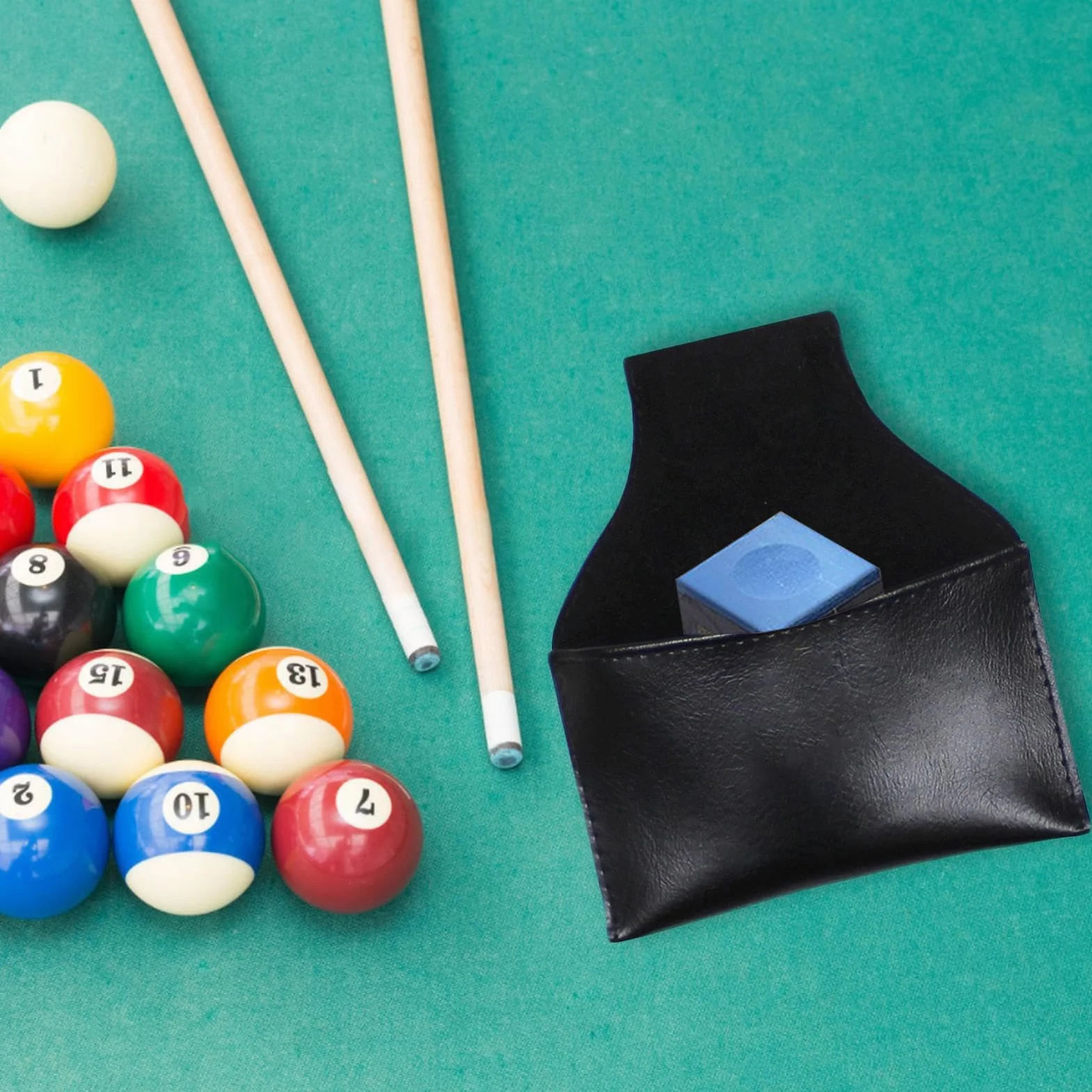 Bolsa de Tiza con Clip de Cuero PU para Billar - Accesorios de Billar Porta Tiza
