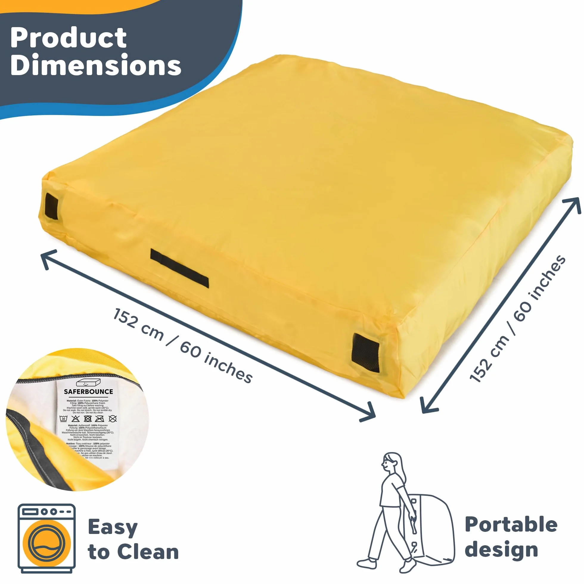 SaferBounce Sensory Crash Pad para Niños 152 x 152 cm Colchoneta Autismo Alfombra Espuma Infantil Escalada Gimnasia