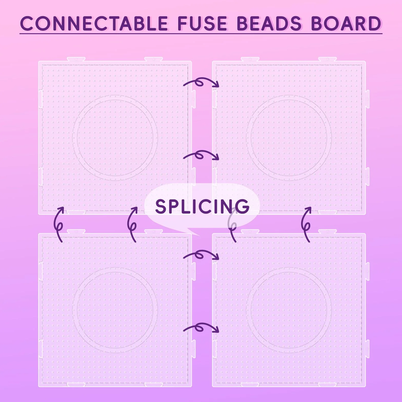 lompyeu Beads Plantilla,Juego de 4 placas de cuentas para plancha(14.5 * 14.5cm) con 4 Hojas de Planchado, 4 Cordones, 4 llaveros y 1 par de pinzas