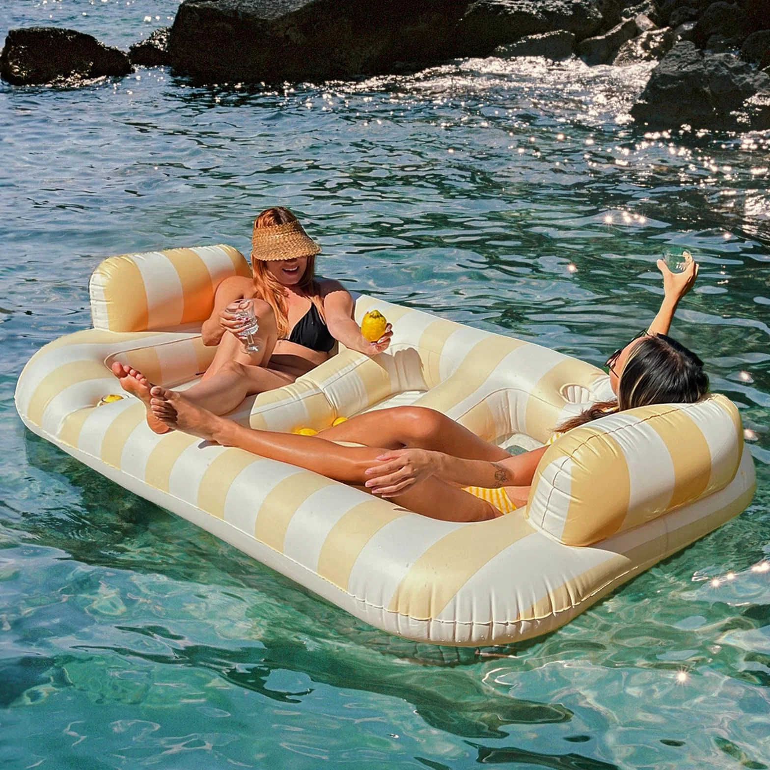 Colchón inflable para piscina, tumbona flotante para adultos, 200 x 120 cm, juegos de piscina, alfombra flotante para 2 personas, diseño duradero y portátil