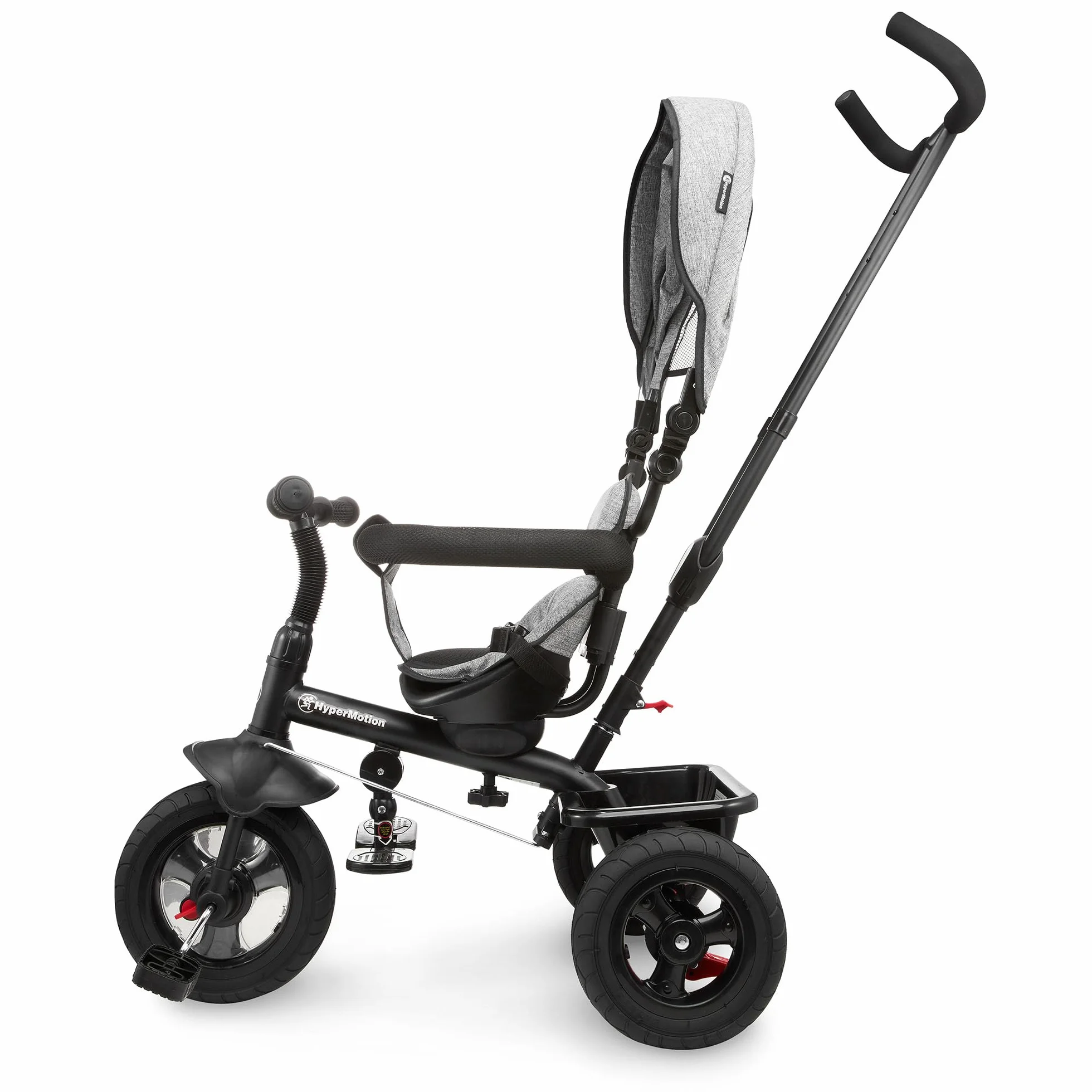 HyperMotion Triciclo Infantil con Manillar para Padres - Bici Bebé 1 Año Evolutiva hasta 20kg - Modelo Similar Kinderkraft con Barra de Empuje - Saltador Bebe Gris