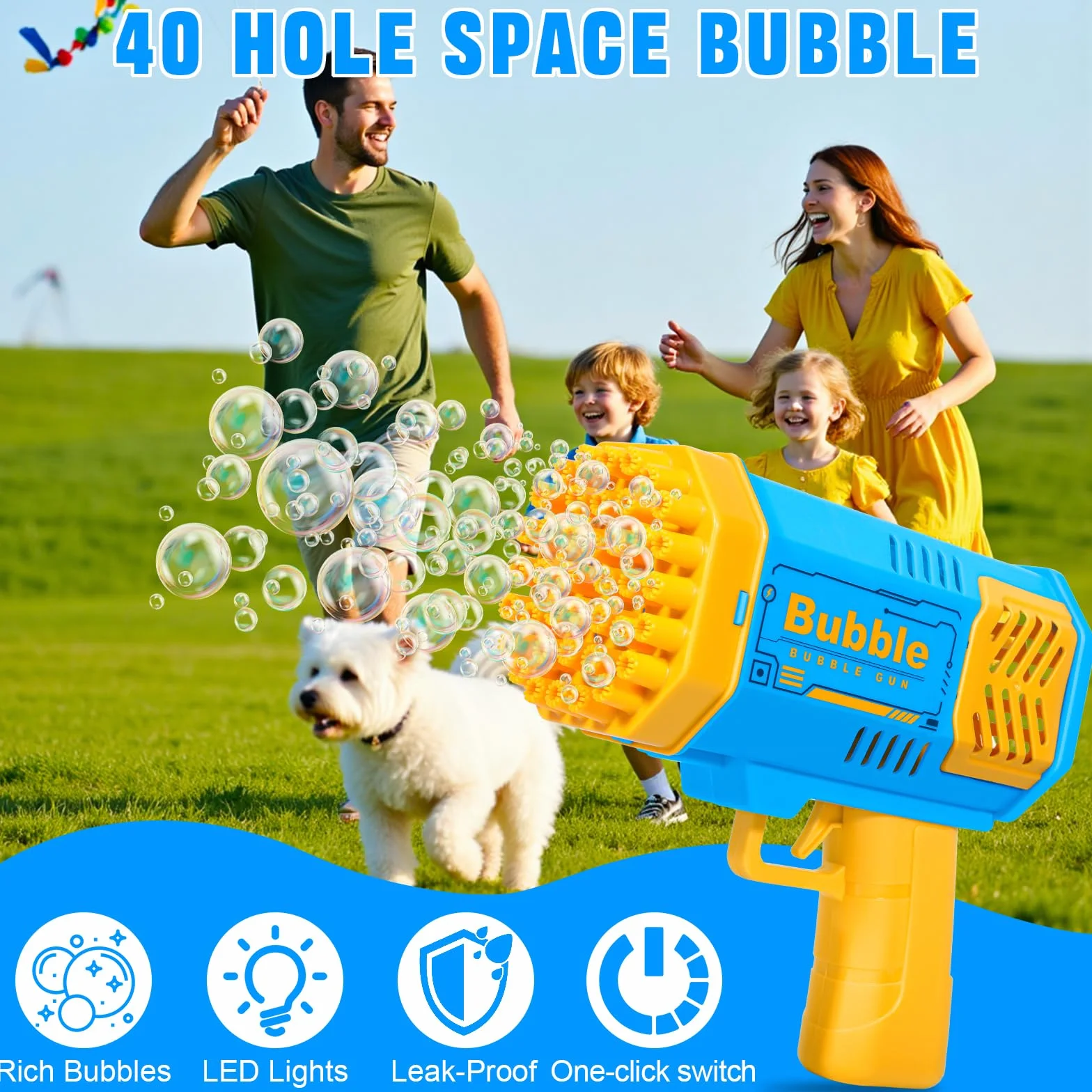 Pistola de Burbujas para Niños, Automática Máquina de Burbujas de Jabón 10000+ Pompas/Min, Máquina Automática de Burbujas Silencioso con Luces para Fiestas Verano Al Aire Libre Regalo Boda