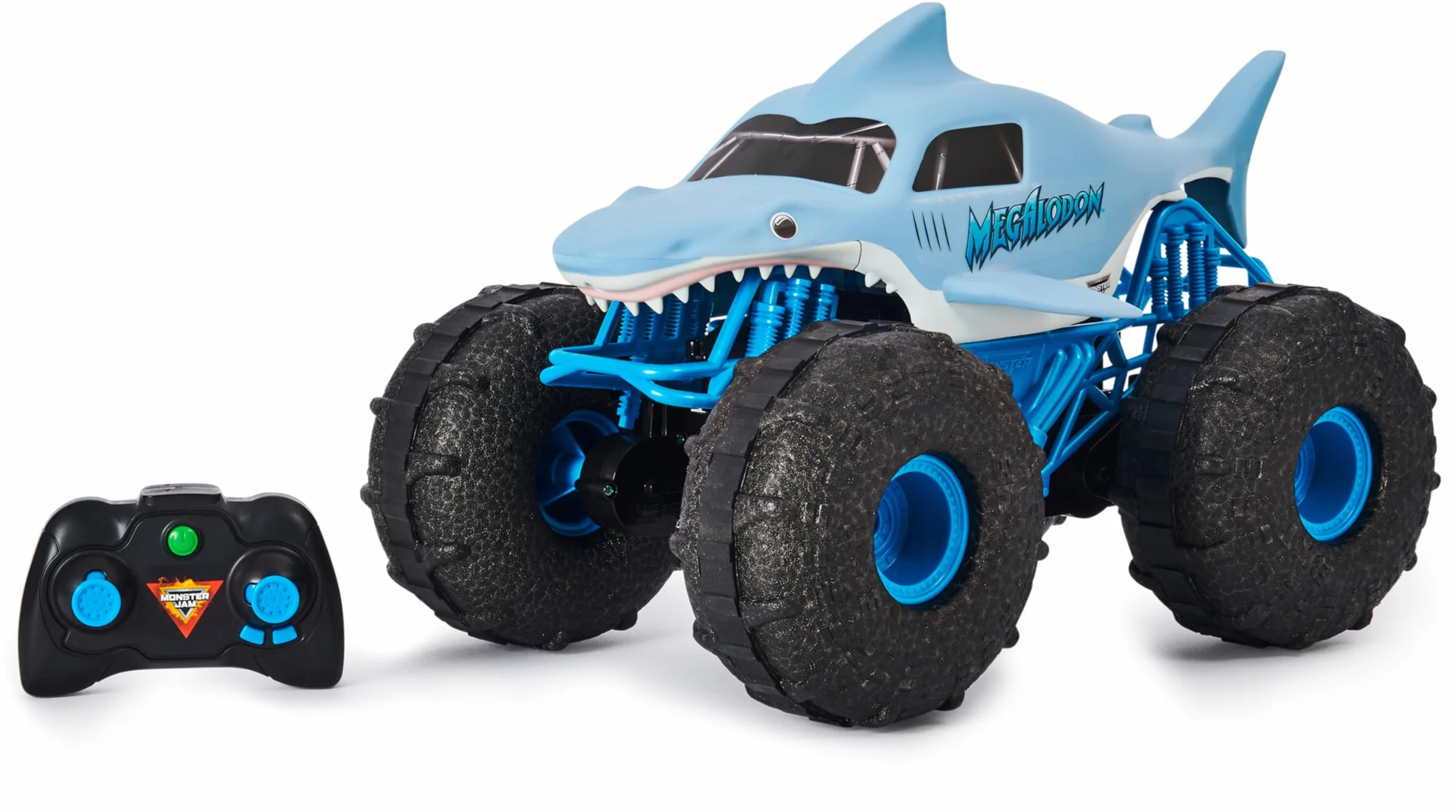 Monster Jam - Coche Teledirigido Megalodón Monster Truck - Coche RC Megalodon Storm a Escala 1:15-2.4GHZ hasta 76m - Juguetes Niños 4 Años + Regalo Niño 4 Años +