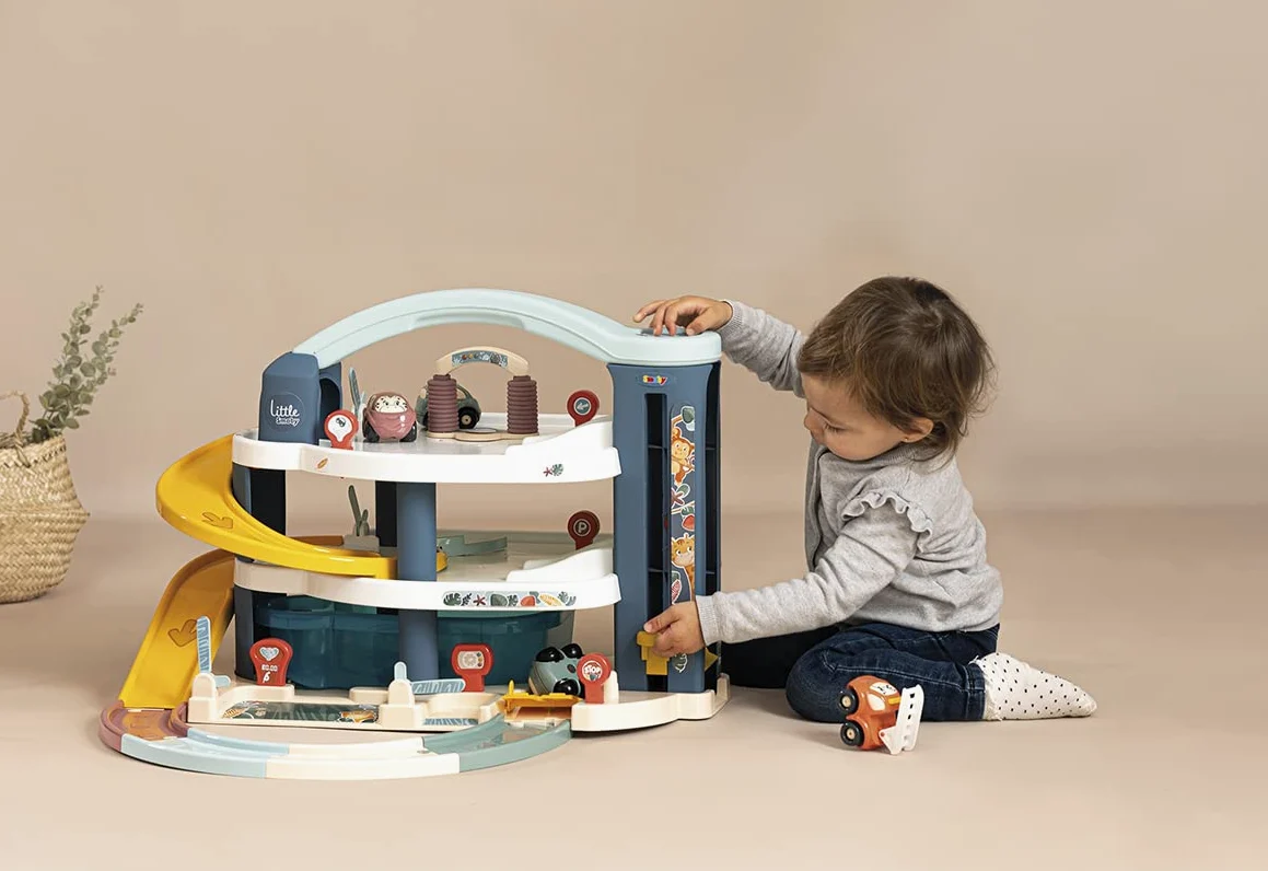 Little Smoby Garaje Grande 3 Niveles, Coche y helicopteros incluidos (7600140203)