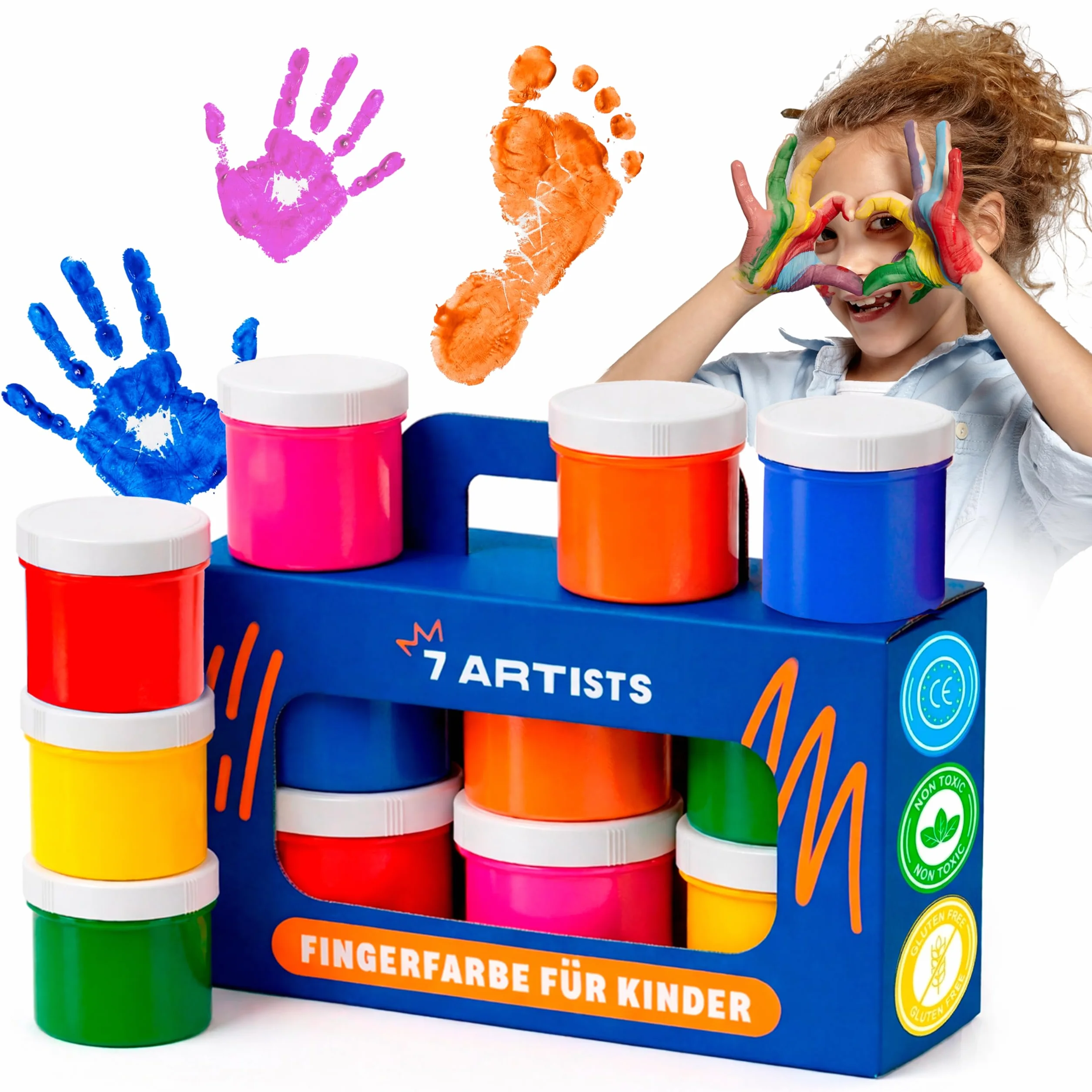 Pintura Dedos Bebe No Toxica Lavable 6x60ml – Pintura de Dedos Para Niños 1, 2, 3 años | Pintar con Manos y Pies | Pinta con Manos & Huellas Bebé Multi Superficia