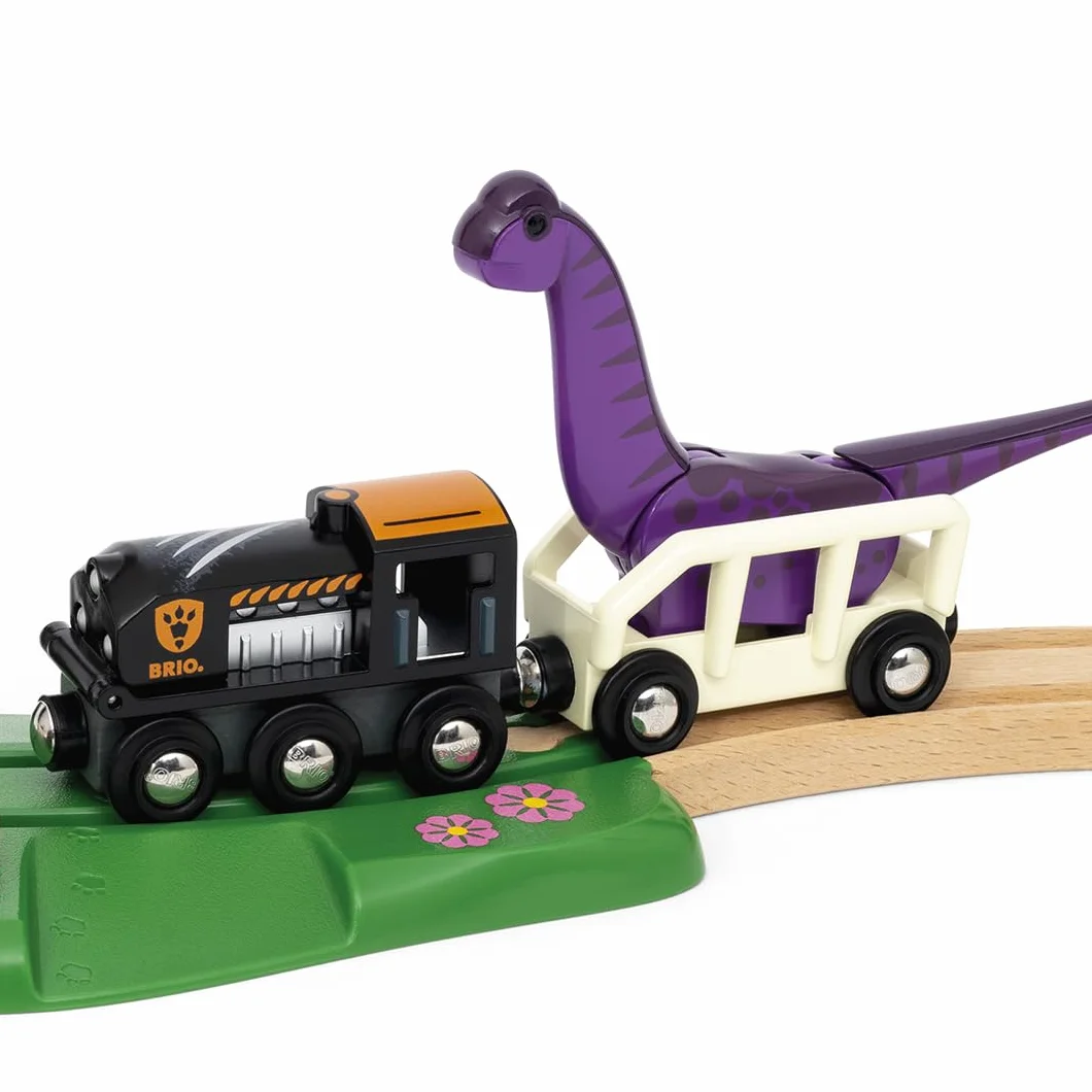 BRIO Set de Aventuras Jurásicas Tren Juguete Madera 21 Piezas Compatible con Otros Sets