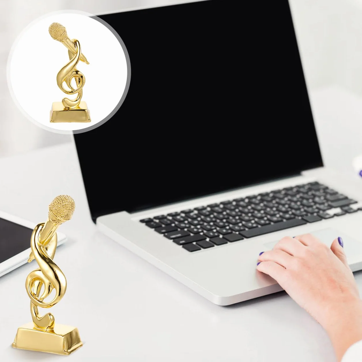 Toddmomy Trofeo De Concurso De Canto Micrófono Dorado Trofeos De Música para Niños