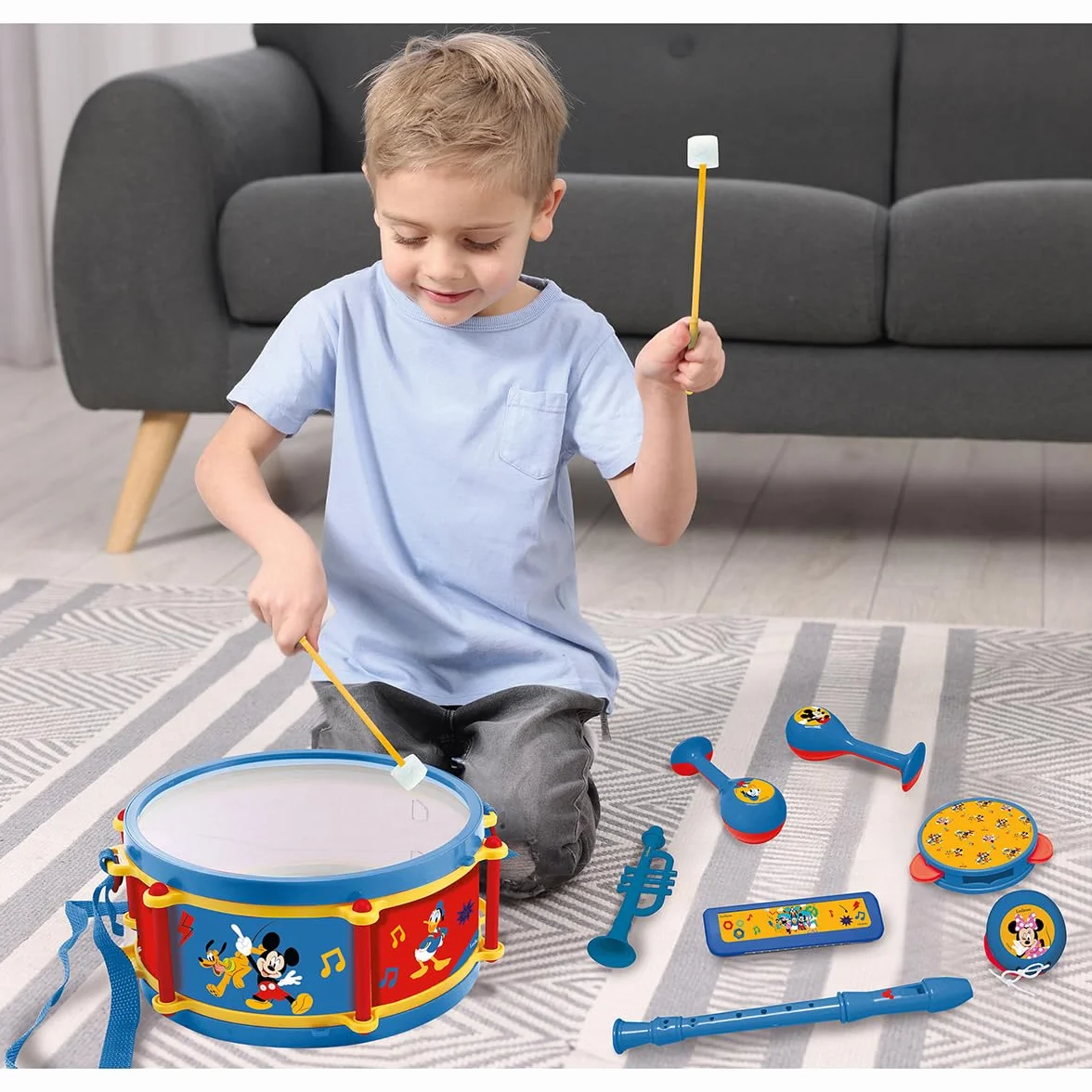 Lexibook, Set Musical 7 Piezas Mickey Mouse, Azul, Rojo, K360MCHLXB